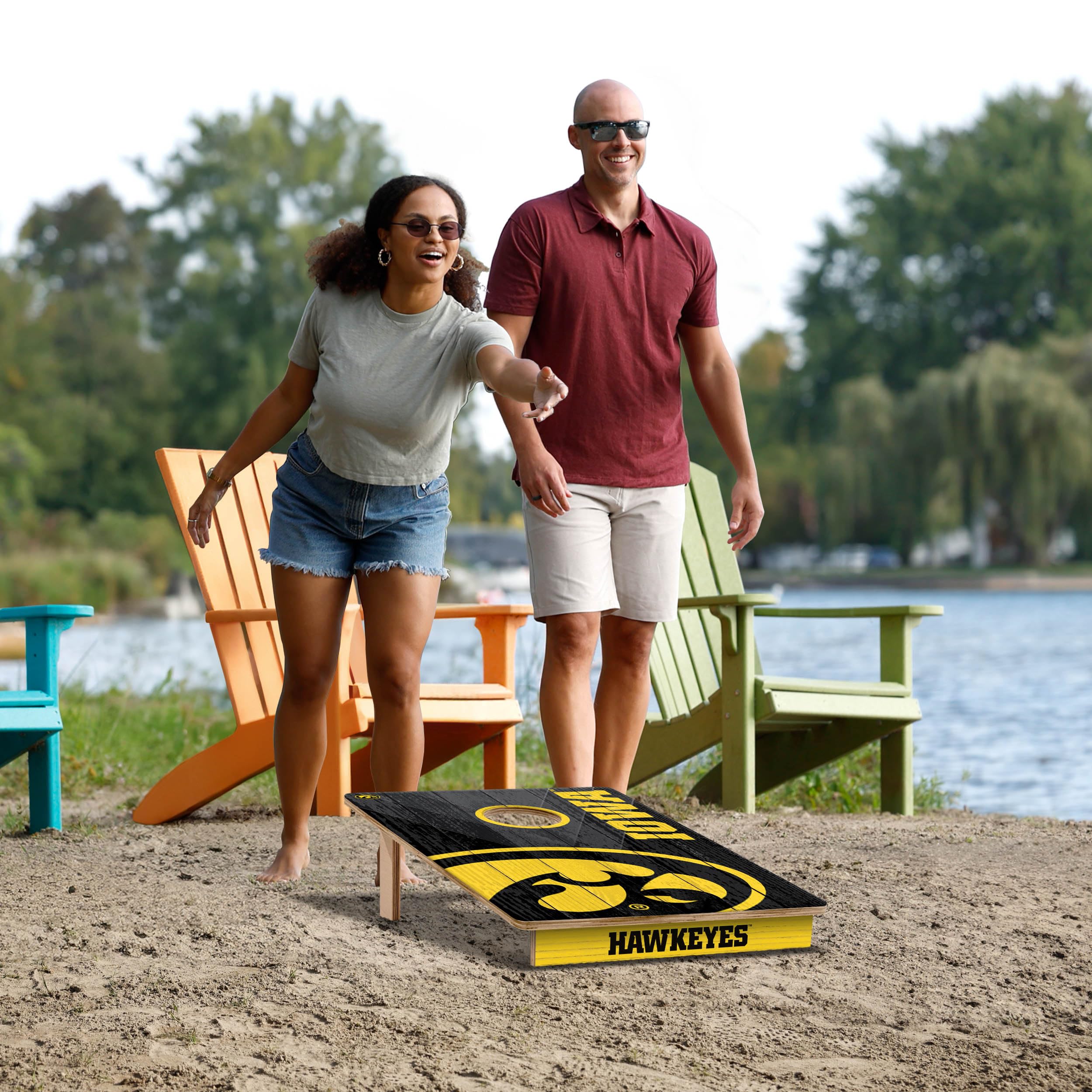 YouTheFan NCAA Iowa Hawkeyes 2’ x 3’ Wood Cornhole Game with Logo Bags - Sports Collectibles, Sports Memorabilia, Sports Fan Shop, Sports Gifts