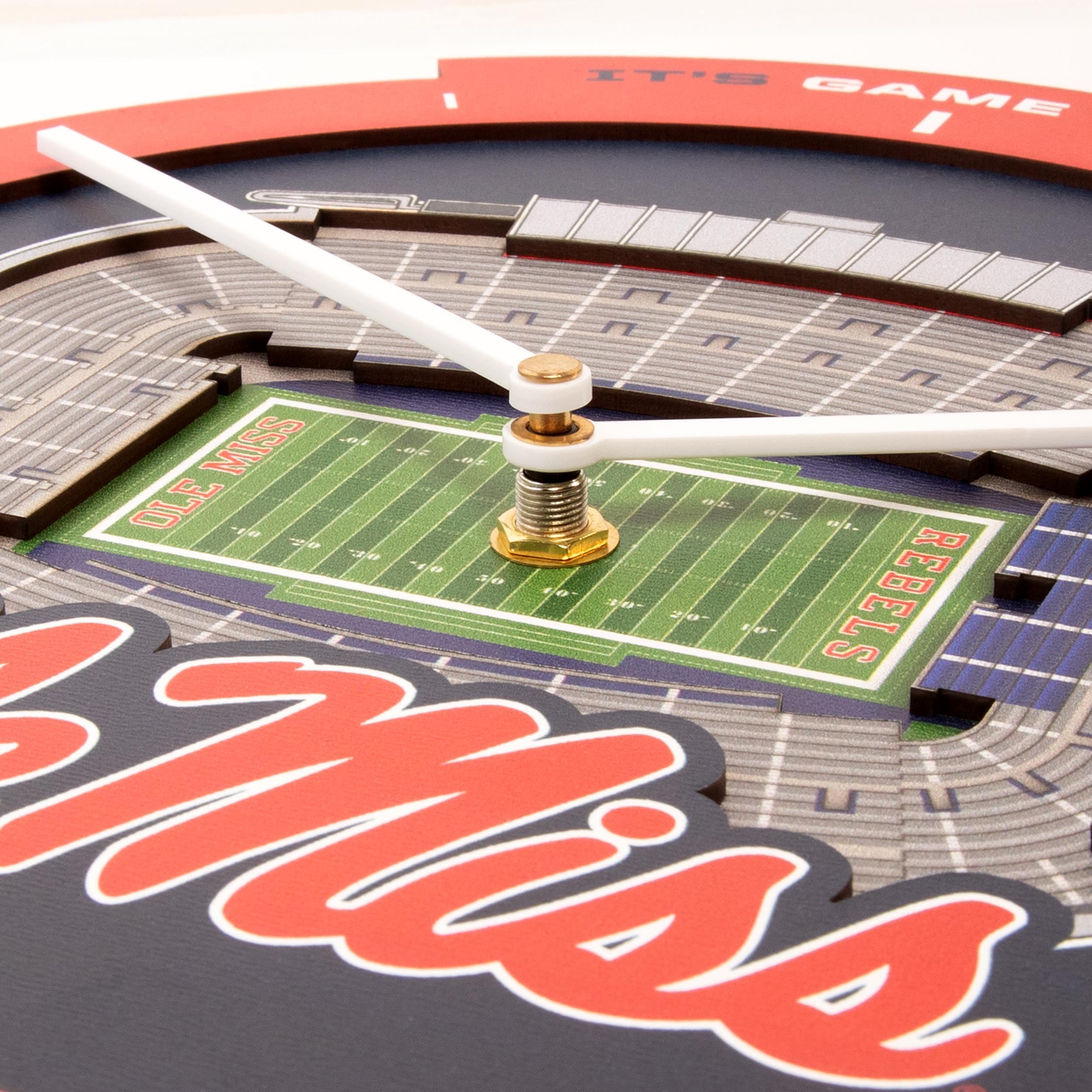 YouTheFan NCAA Mississippi Rebels 3D StadiumView Clock - Sports Collectibles, Sports Memorabilia, Sports Fan Shop, Sports Gifts