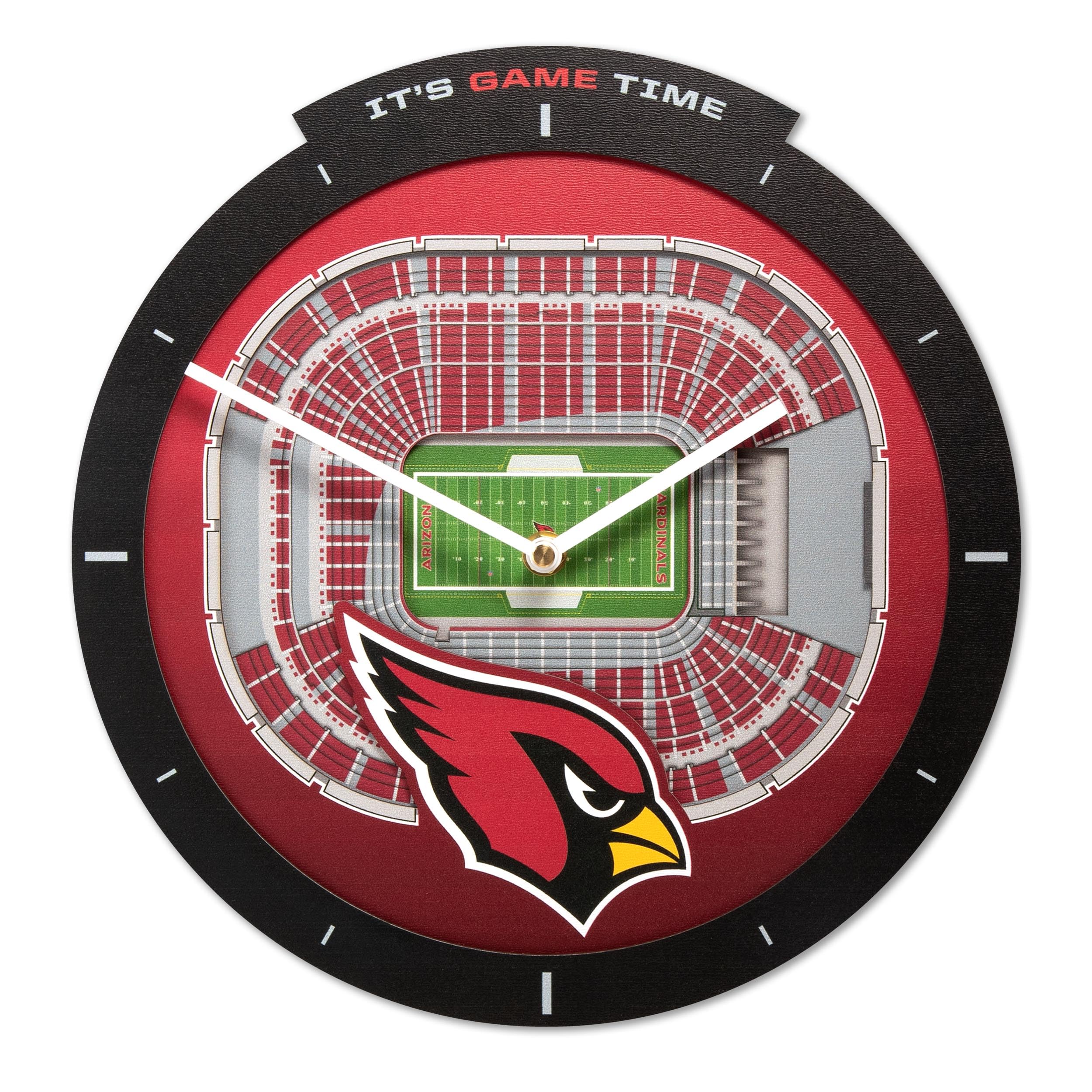 YouTheFan NFL Arizona Cardinals 3D StadiumView Clock - Sports Gifts, Sports Memorabilia, Sports Collectibles, Fan Shop