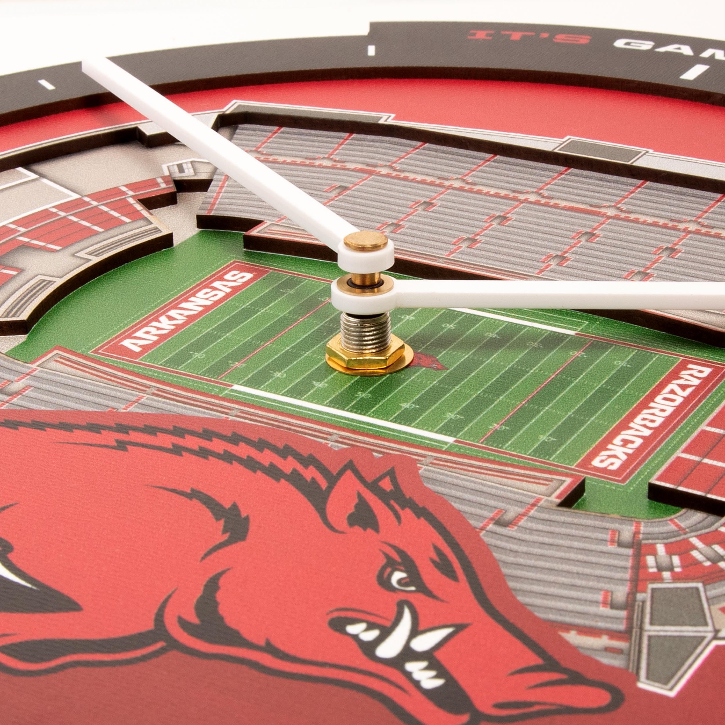 YouTheFan NCAA Arkansas Razorbacks 3D StadiumView Clock - Sports Collectibles, Sports Memorabilia, Sports Fan Shop, Sports Gifts