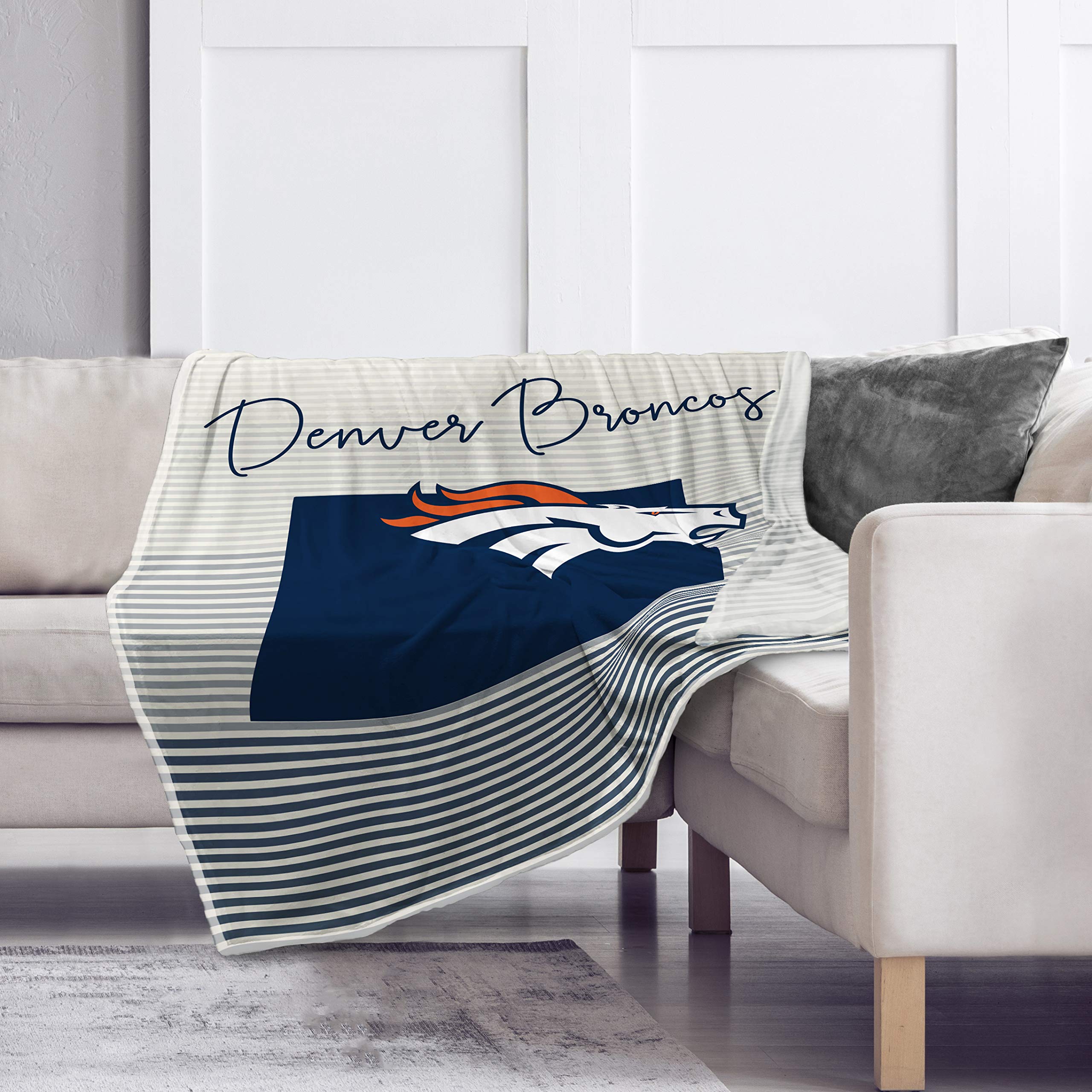 Pegasus Sports NFL Ultra Fleece State Stripe Blanket- Denver Broncos, Team Color, 60x70 - Sports Gifts, Sports Memorabilia, Sports Collectibles, Fan Shop