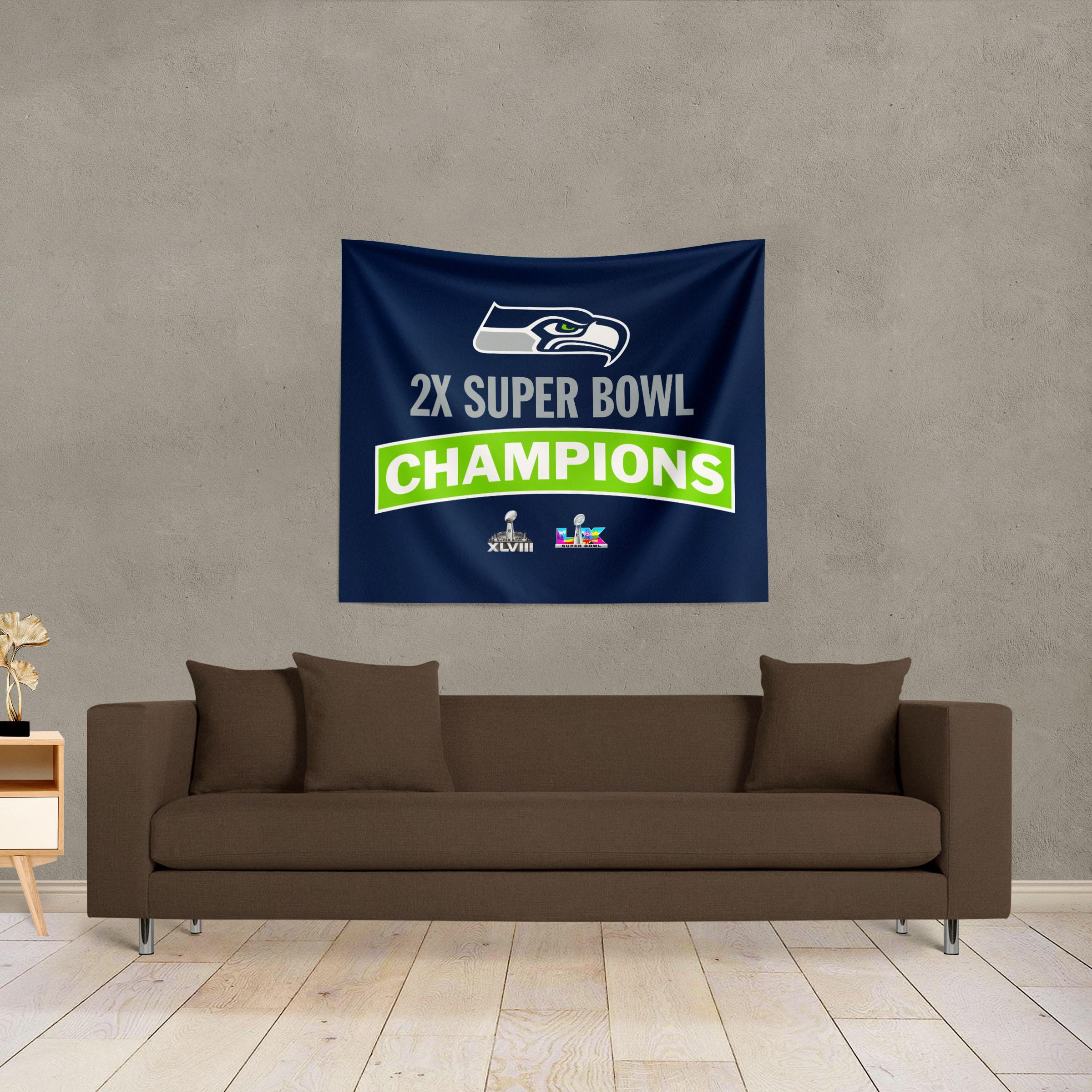 Northwest NFL Super Bowl 2026 Seattle Seahawks Multi Champs Grind Tapestry Wall Hanging, 34 x 40 in - Sports Gifts, Sports Memorabilia, Sports Collectibles, Fan Shop