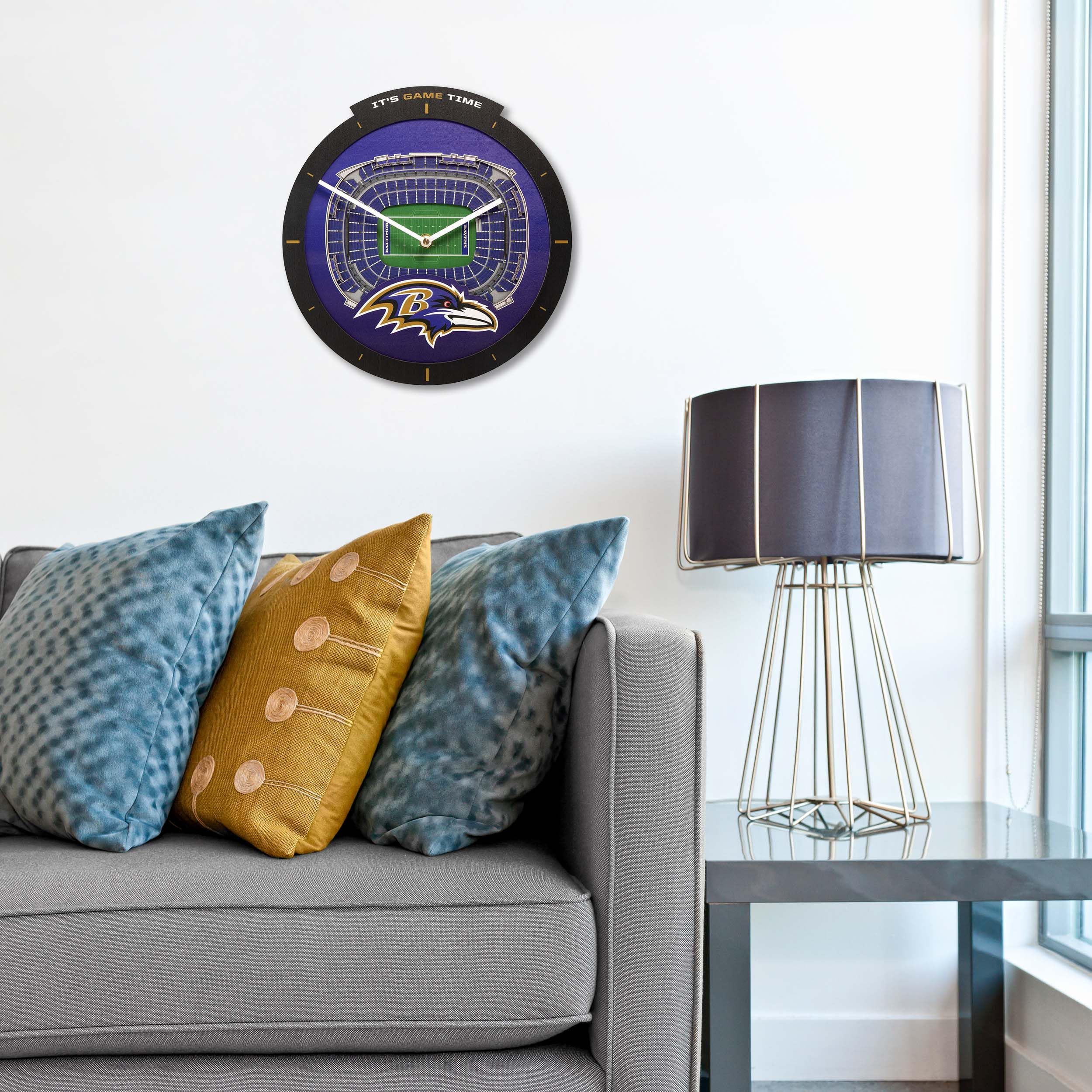 YouTheFan NFL Baltimore Ravens 3D StadiumView Clock - Sports Gifts, Sports Memorabilia, Sports Collectibles, Fan Shop
