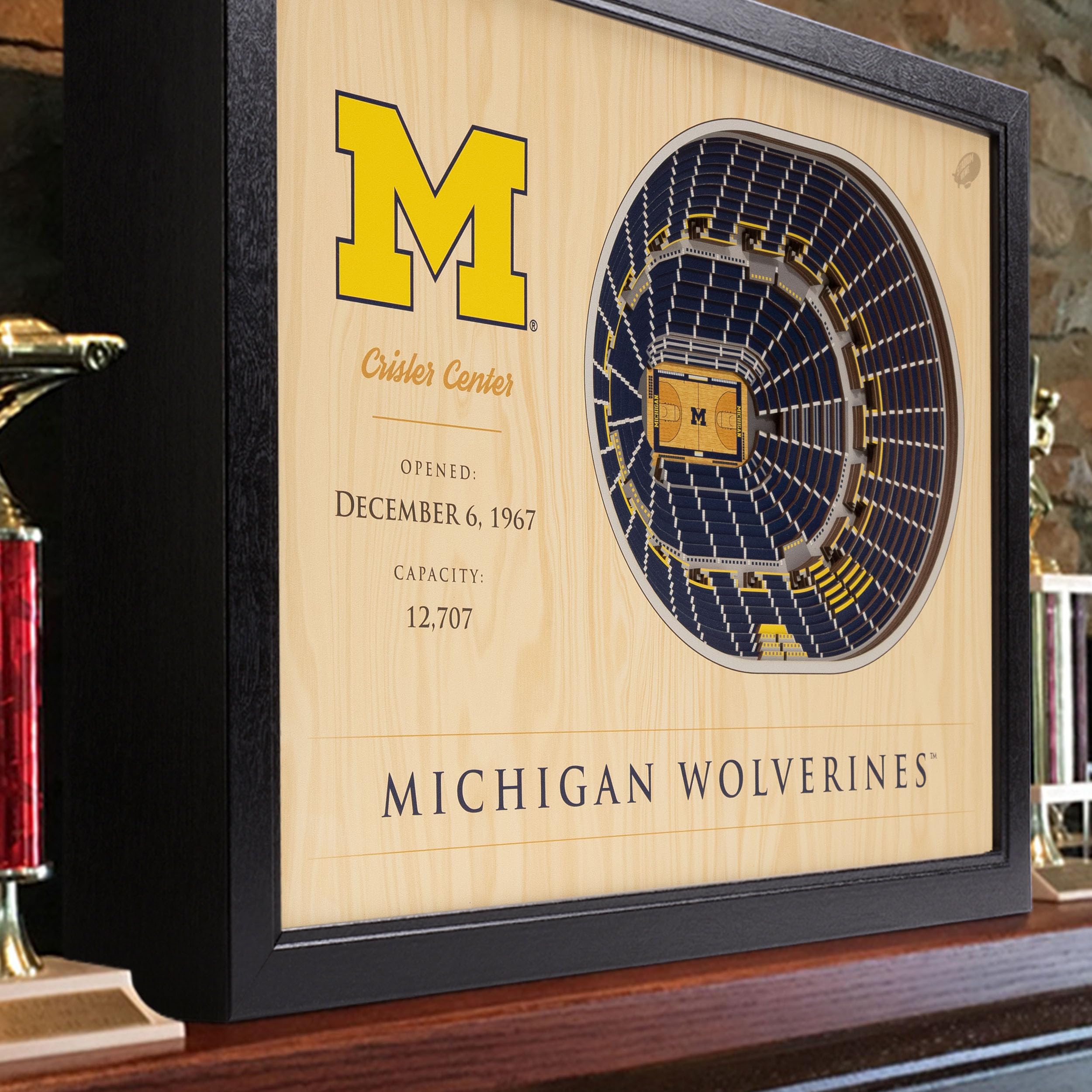 YouTheFan NCAA Michigan Wolverines 25-Layer StadiumViews 3D Wall Art - Crisler Center - Sports Collectibles, Sports Memorabilia, Sports Fan Shop, Sports Gifts