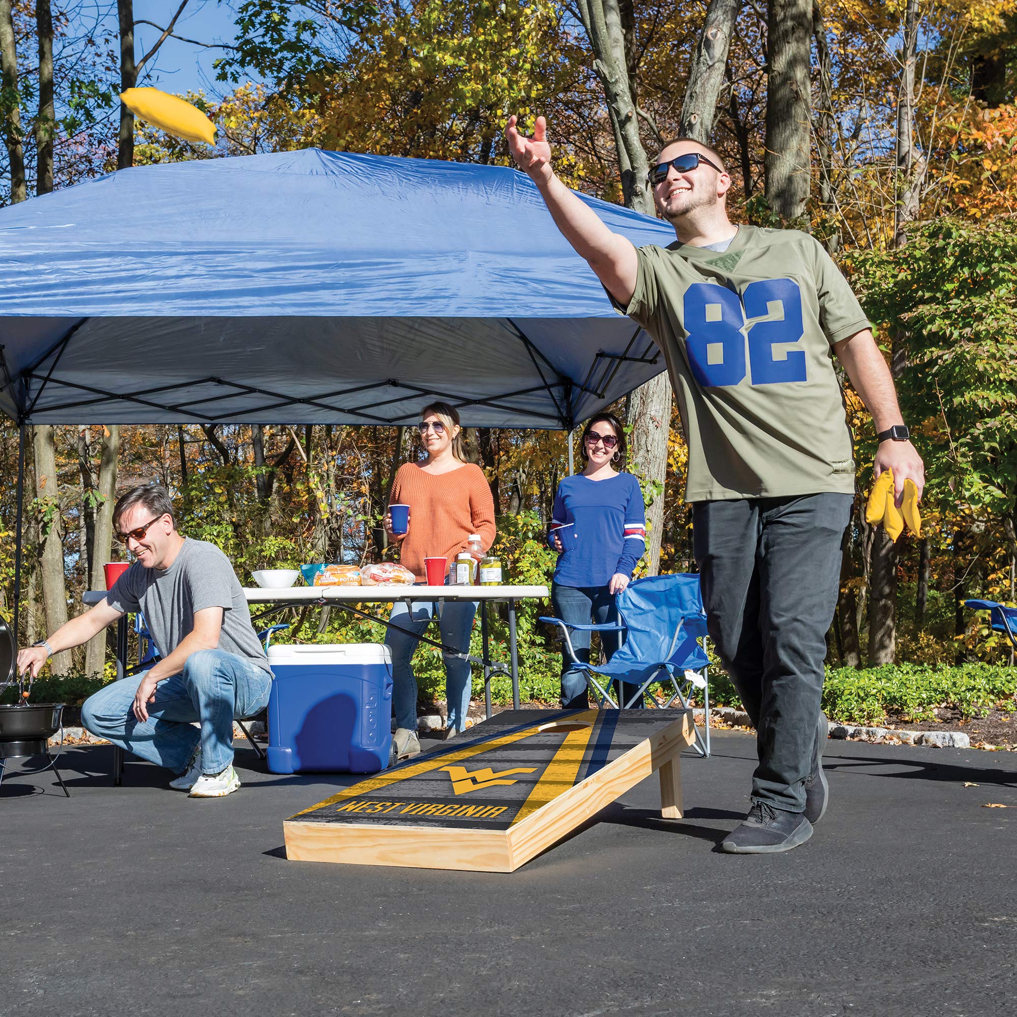 Wild Sports 2' x 4' Wood Tournament Cornhole Set - Direct Printed - West Virginia Mountaineers- perfect for Backyard, Beach, Park, Tailgates, Outdoors and Indoors - Sports Collectibles, Sports Memorabilia, Sports Fan Shop, Sports Gifts