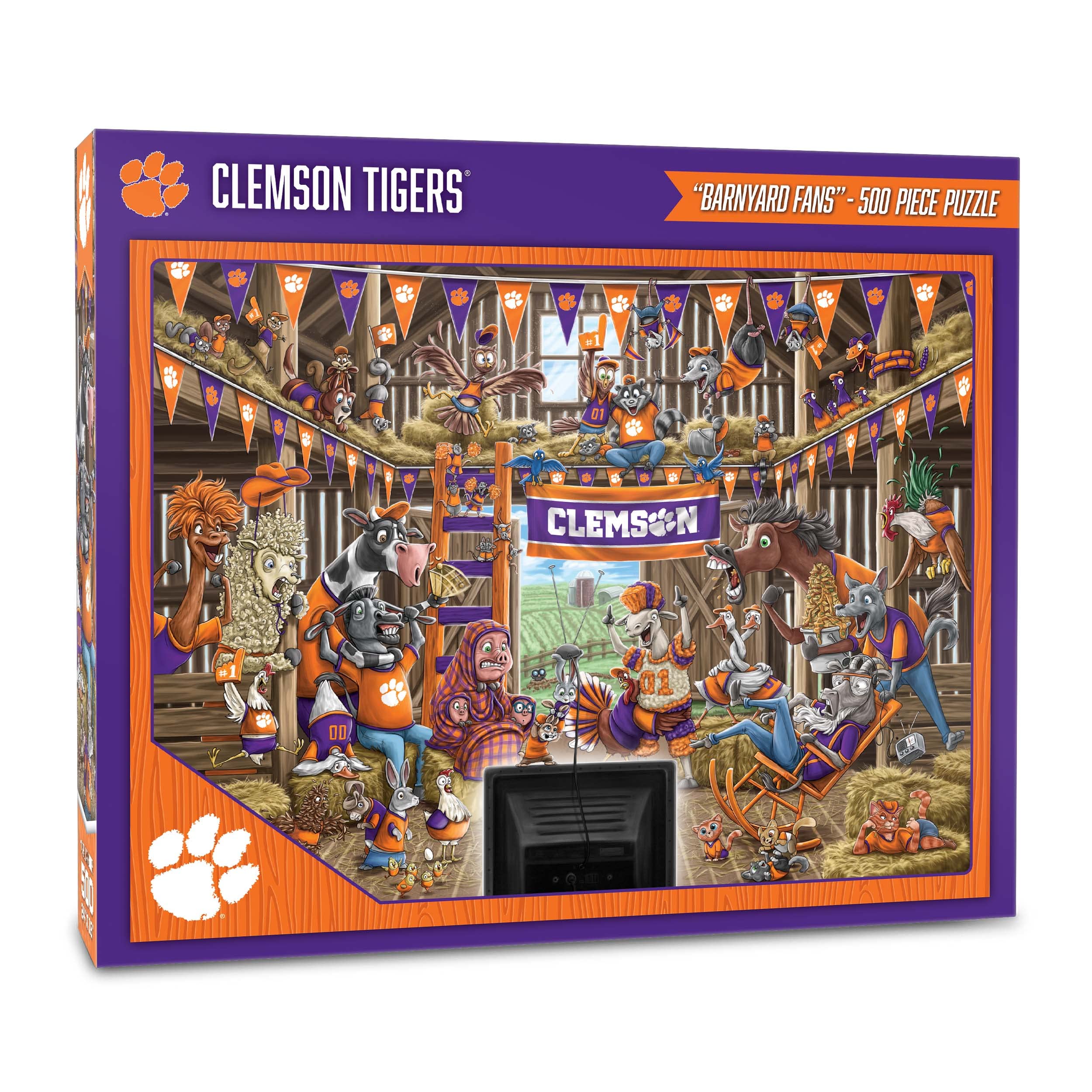 YouTheFan NCAA Clemson Tigers Barnyard Fans 500pc Puzzle - Sports Collectibles, Sports Memorabilia, Sports Fan Shop, Sports Gifts
