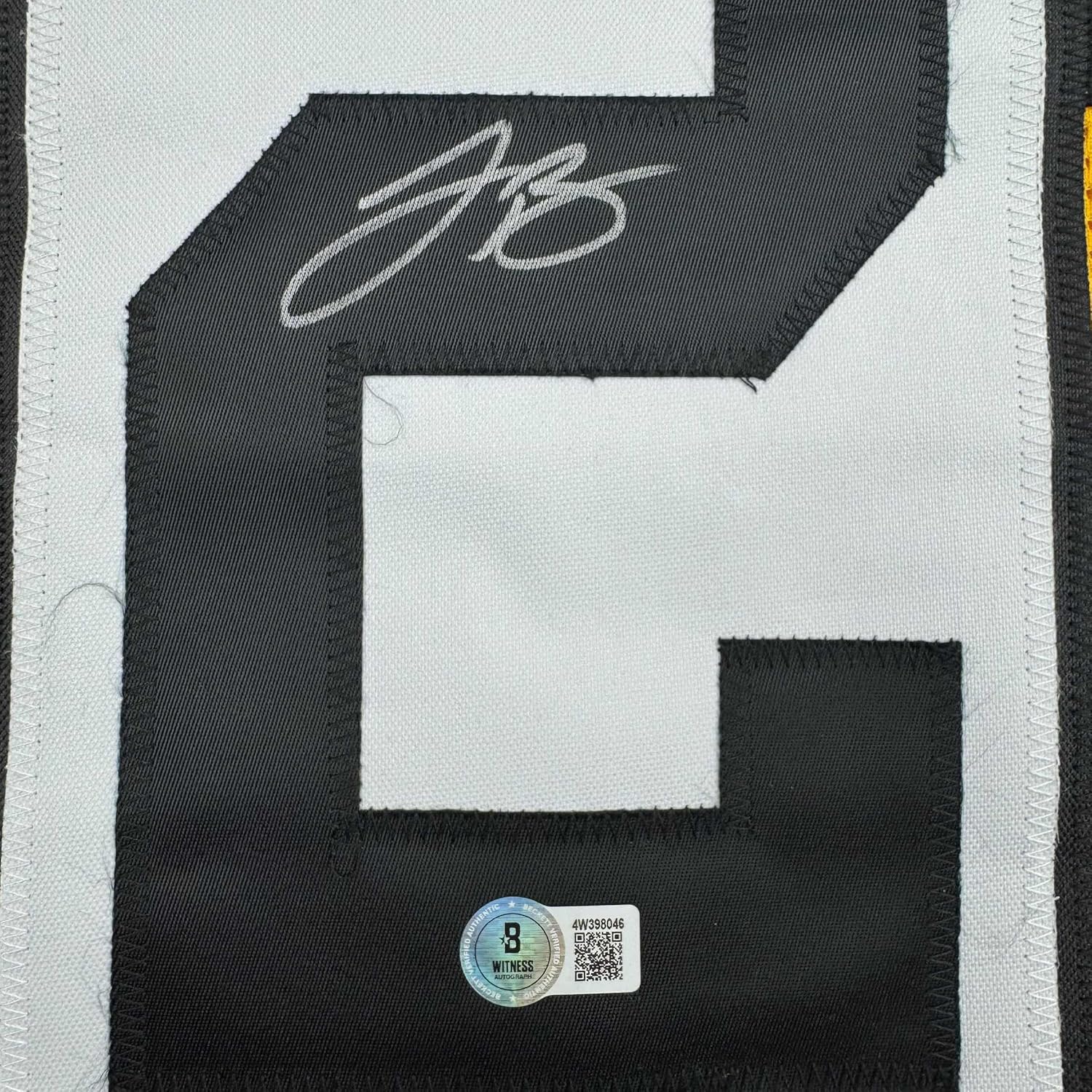 Framed Autographed/Signed Le'Veon LeVeon Bell 35x39 Pittsburgh Bumble Bee Jersey JSA COA