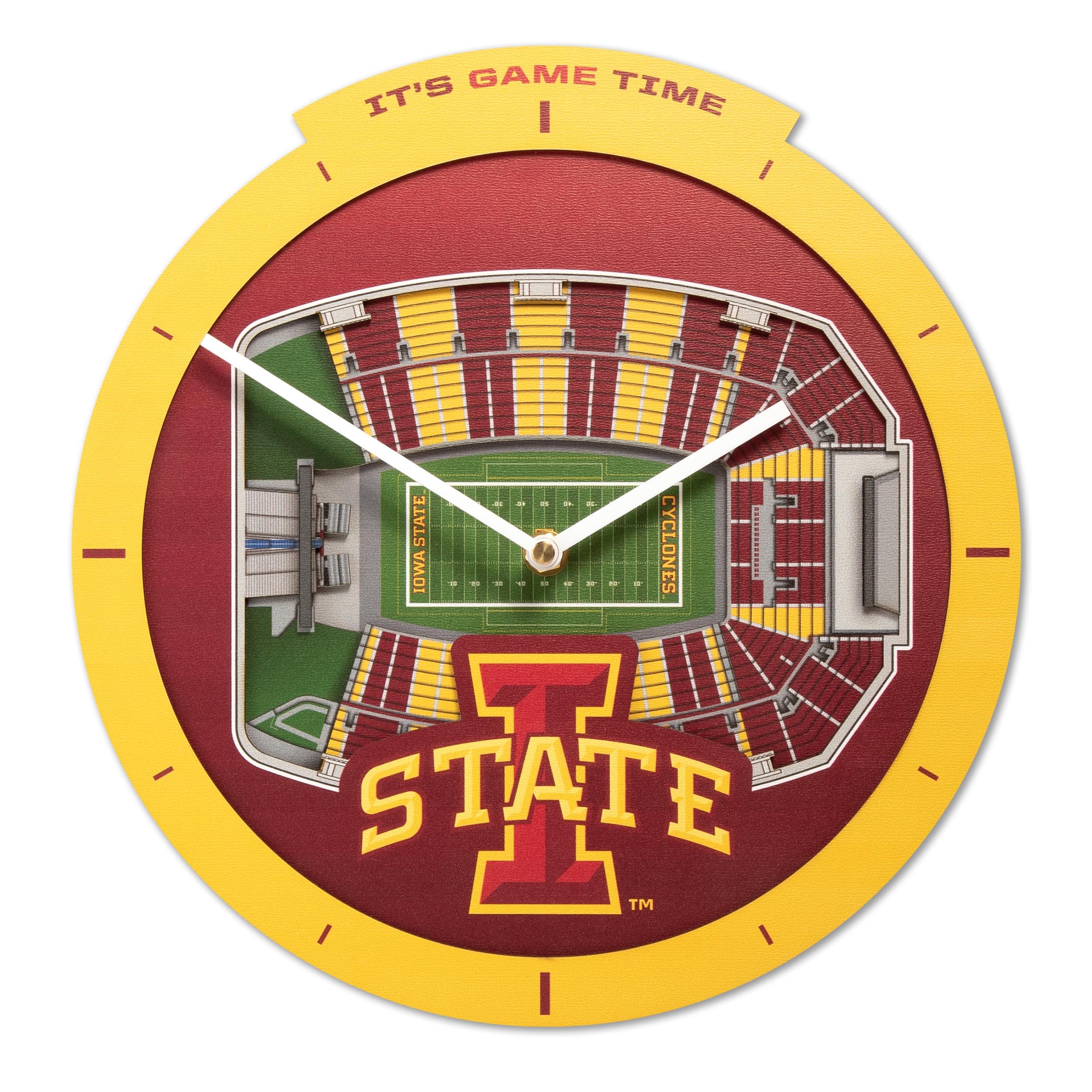 YouTheFan NCAA Iowa State Cyclones 3D StadiumView Clock - Sports Collectibles, Sports Memorabilia, Sports Fan Shop, Sports Gifts