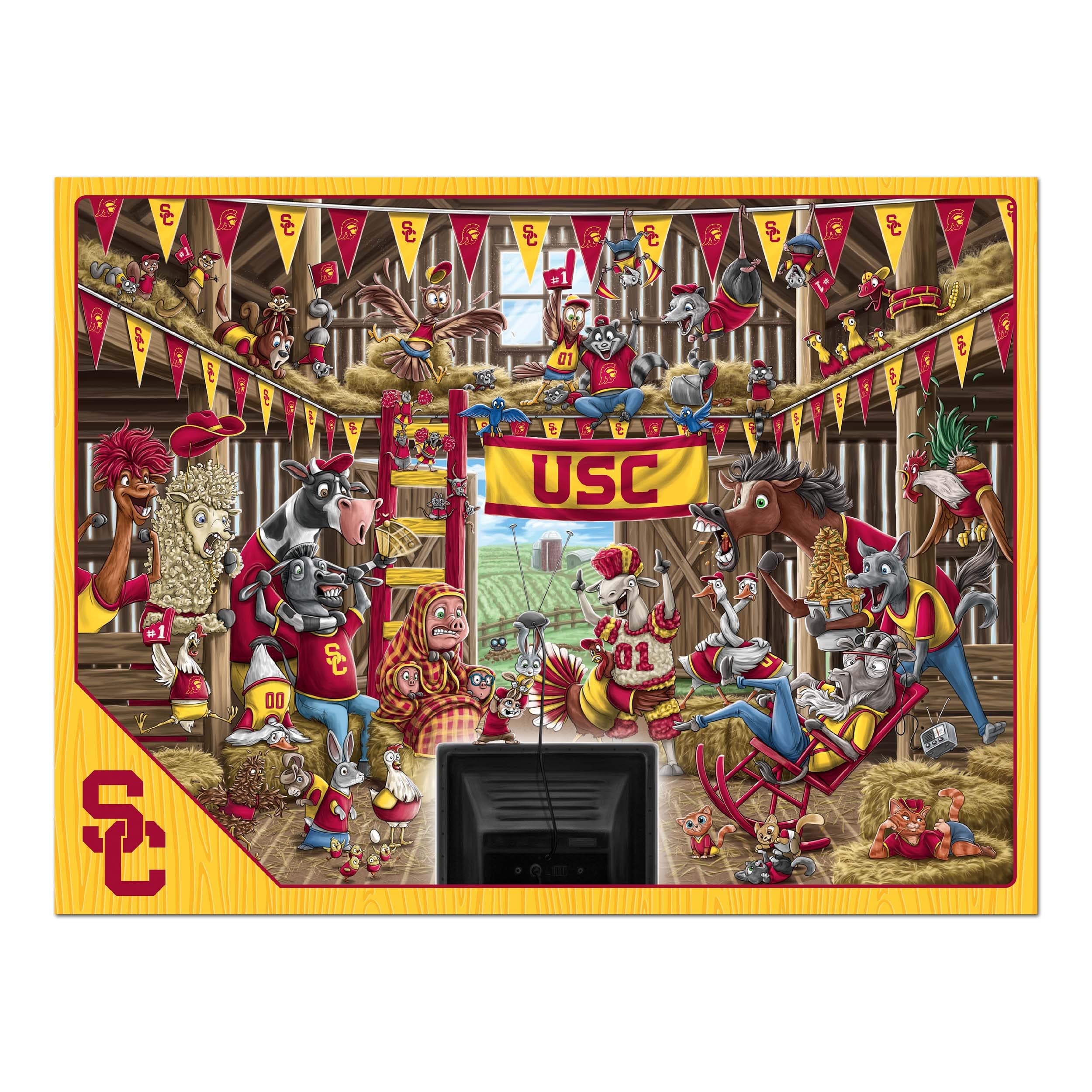 YouTheFan NCAA USC Trojans Barnyard Fans 500pc Puzzle - Sports Collectibles, Sports Memorabilia, Sports Fan Shop, Sports Gifts