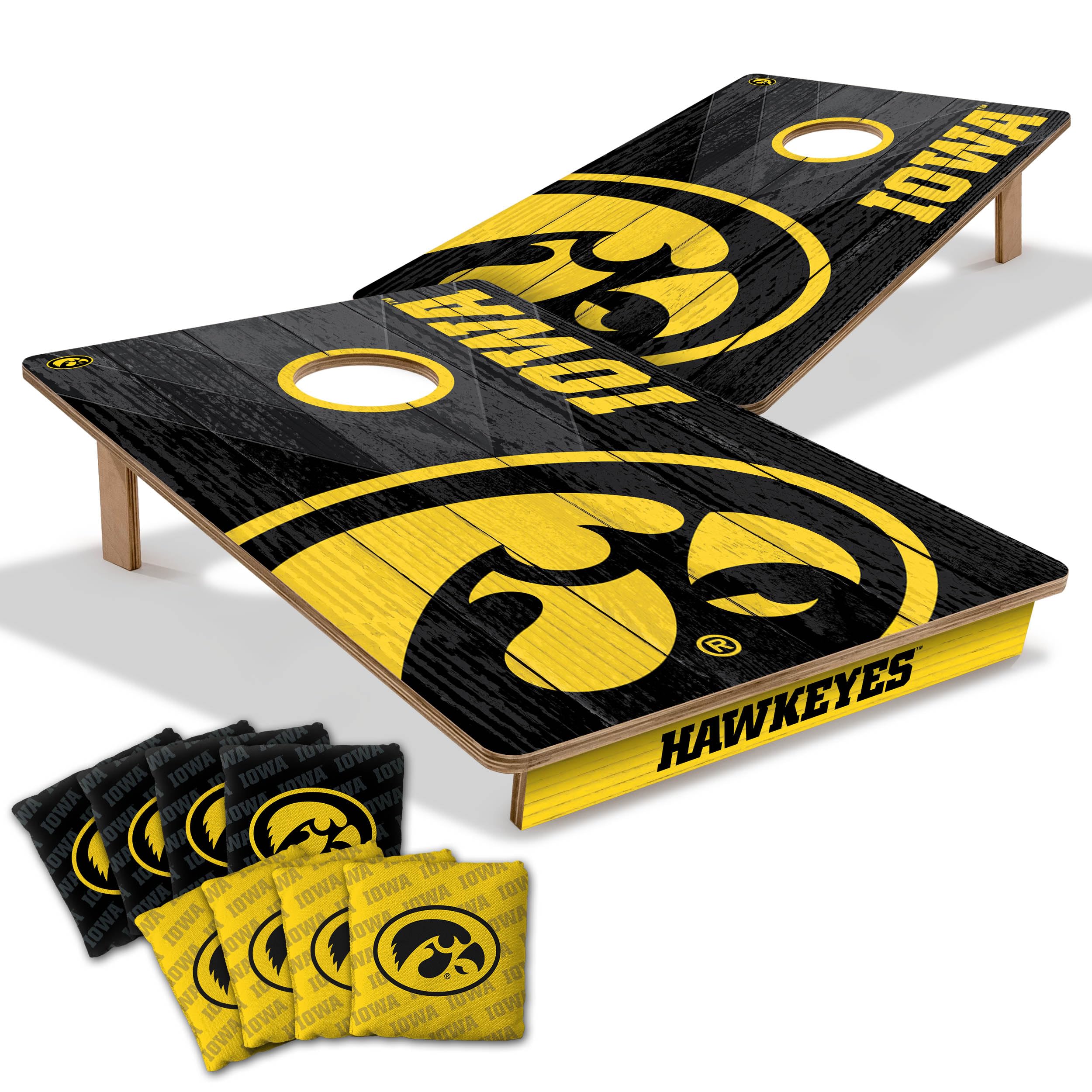 YouTheFan NCAA Iowa Hawkeyes 2’ x 3’ Wood Cornhole Game with Logo Bags - Sports Collectibles, Sports Memorabilia, Sports Fan Shop, Sports Gifts