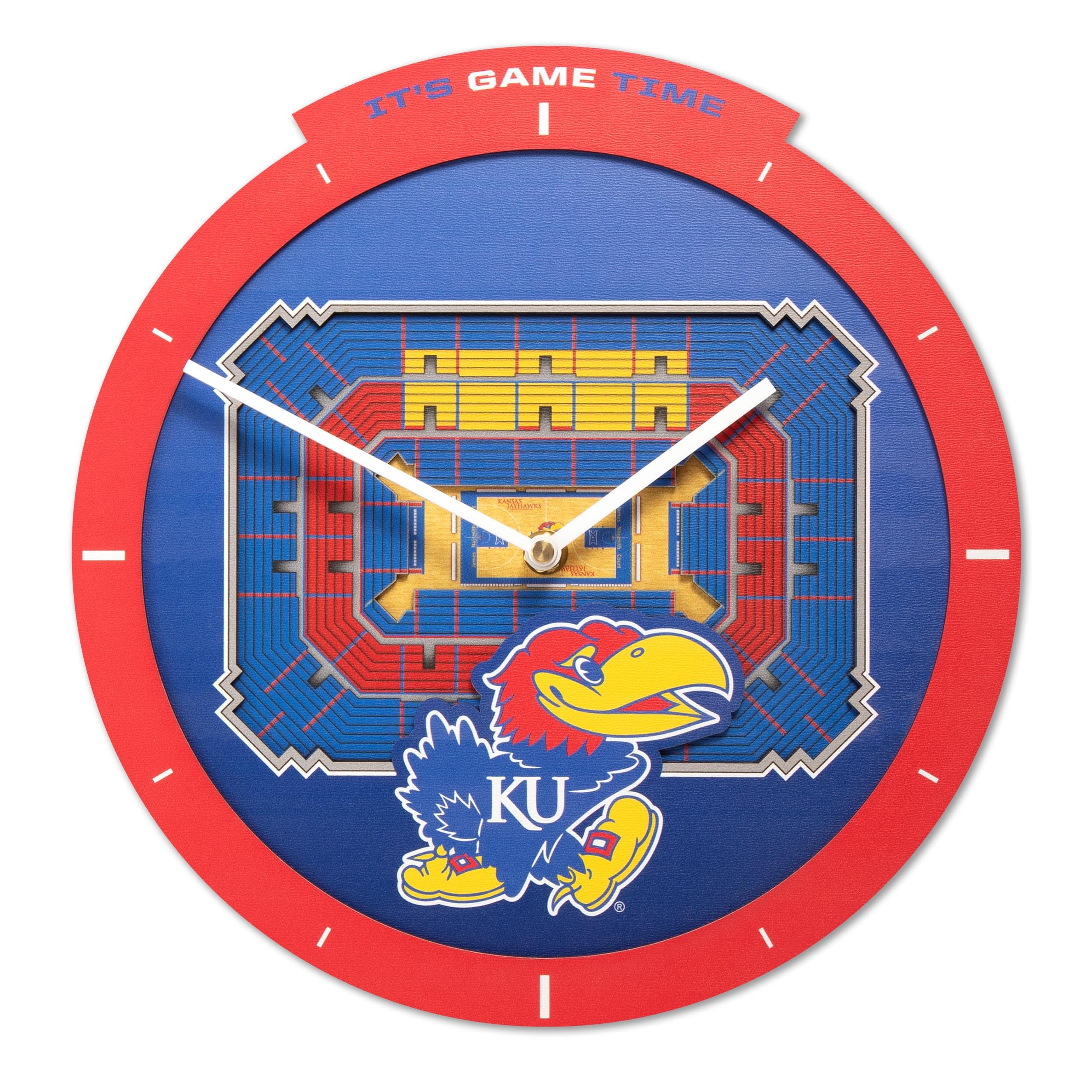 YouTheFan NCAA Kansas Jayhawks 3D StadiumView Clock - Sports Collectibles, Sports Memorabilia, Sports Fan Shop, Sports Gifts