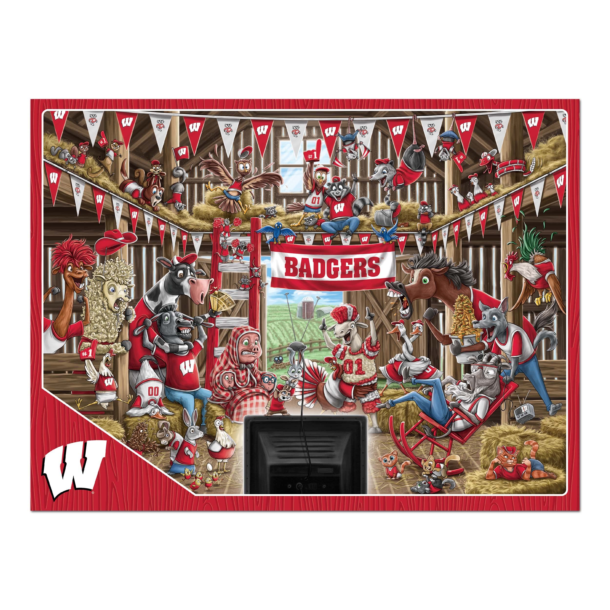 YouTheFan NCAA Wisconsin Badgers Barnyard Fans 500pc Puzzle - Sports Collectibles, Sports Memorabilia, Sports Fan Shop, Sports Gifts