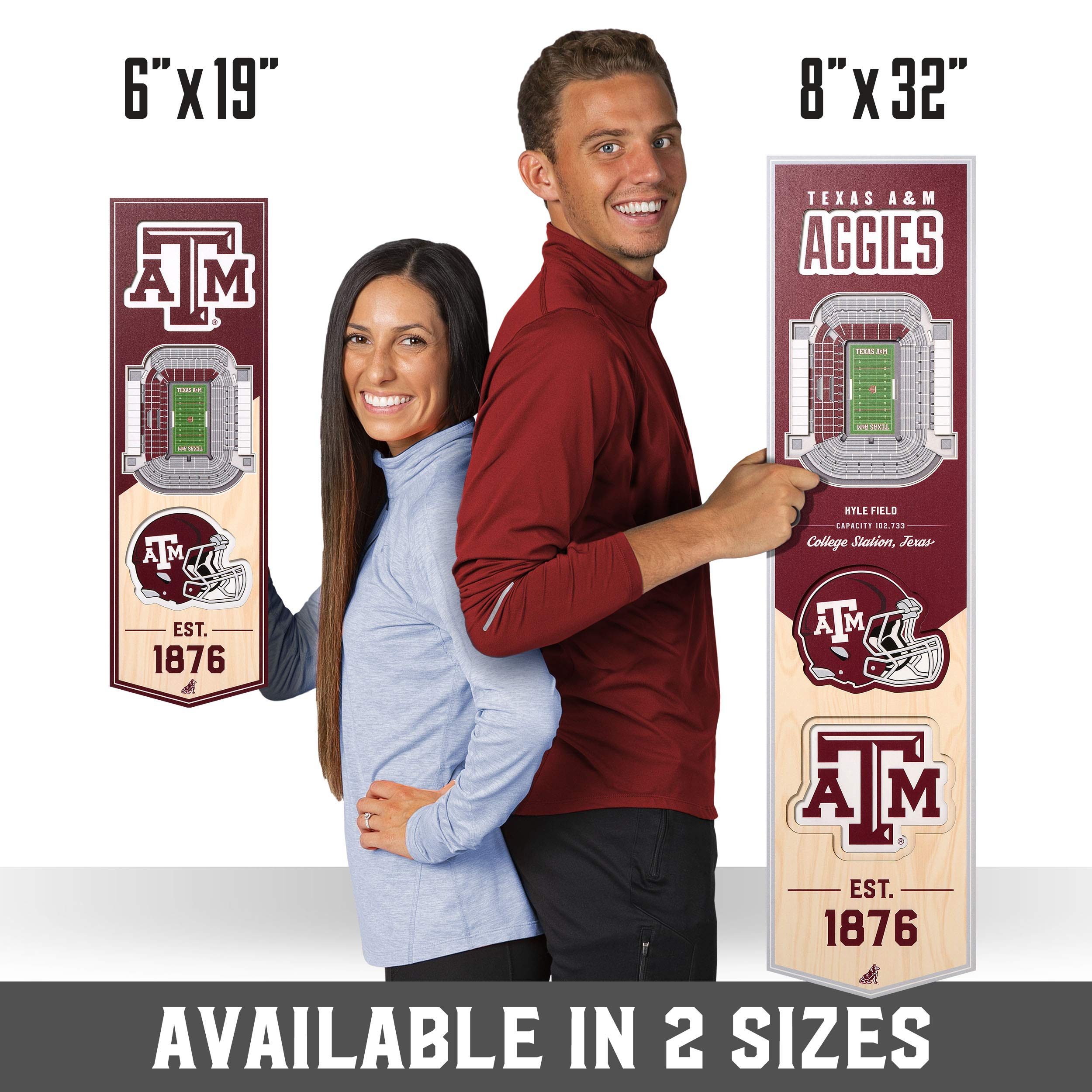 YouTheFan NCAA Texas A&M Aggies 3D Stadium 8x32 Banner - Kyle Field - Sports Collectibles, Sports Memorabilia, Sports Fan Shop, Sports Gifts