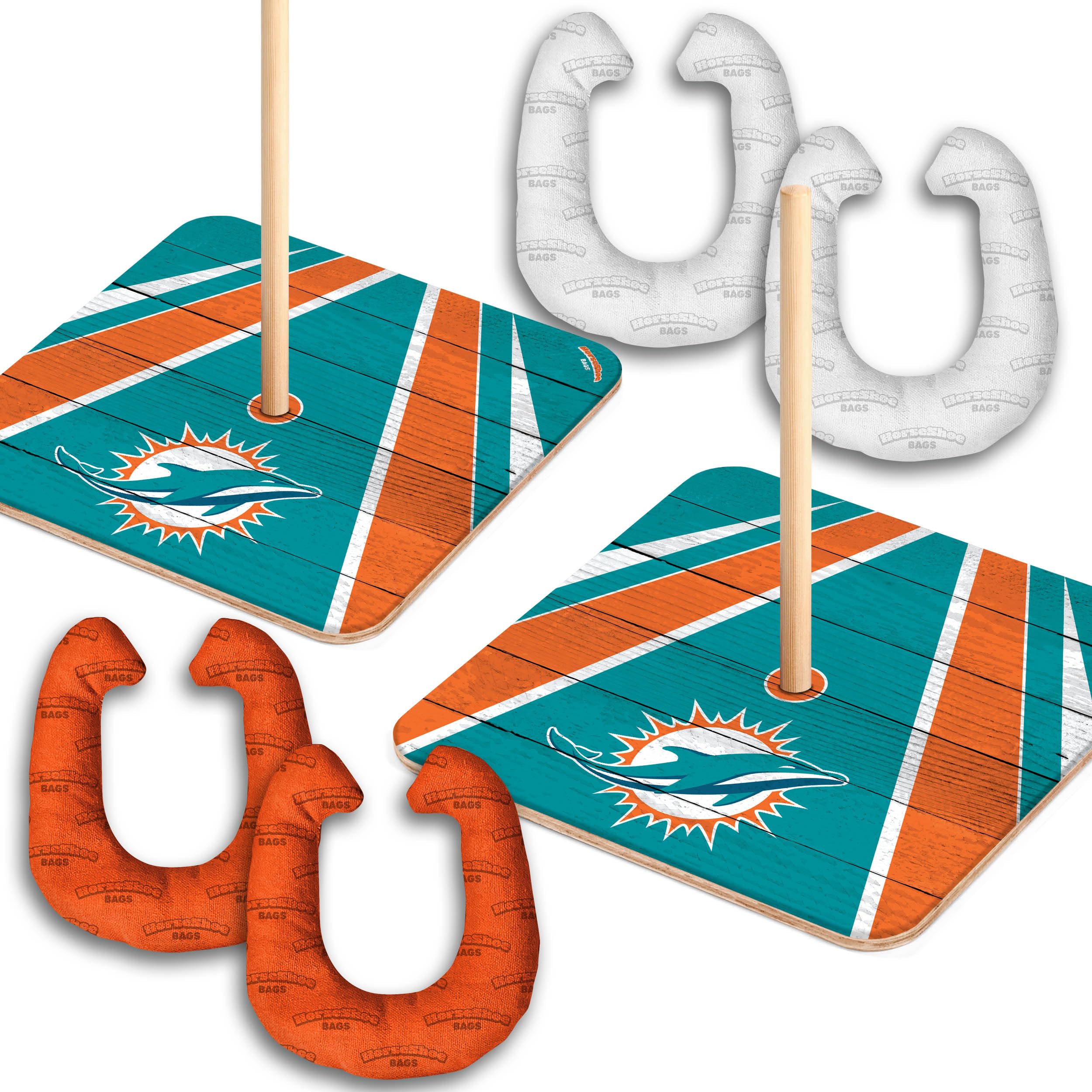 YouTheFan NFL Miami Dolphins Horseshoe Bags Game - Sports Collectibles, Sports Memorabilia, Sports Fan Shop, Sports Gifts