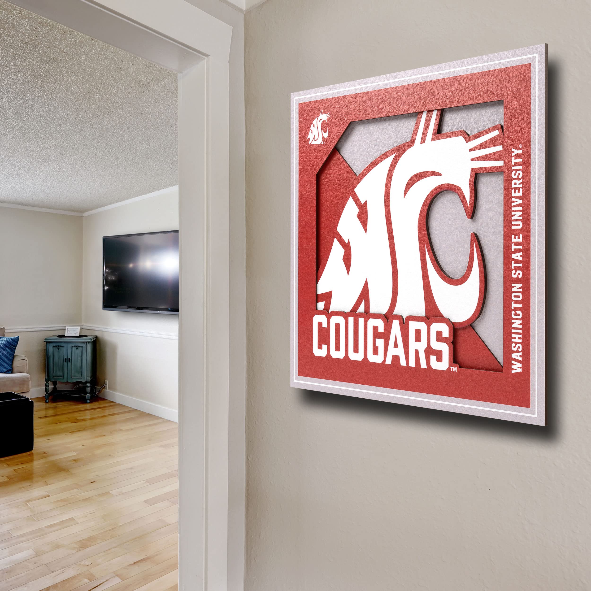 YouTheFan NCAA Washington State Cougars 3D Logo Series Wall Art - 12x12 - Sports Collectibles, Sports Memorabilia, Sports Fan Shop, Sports Gifts