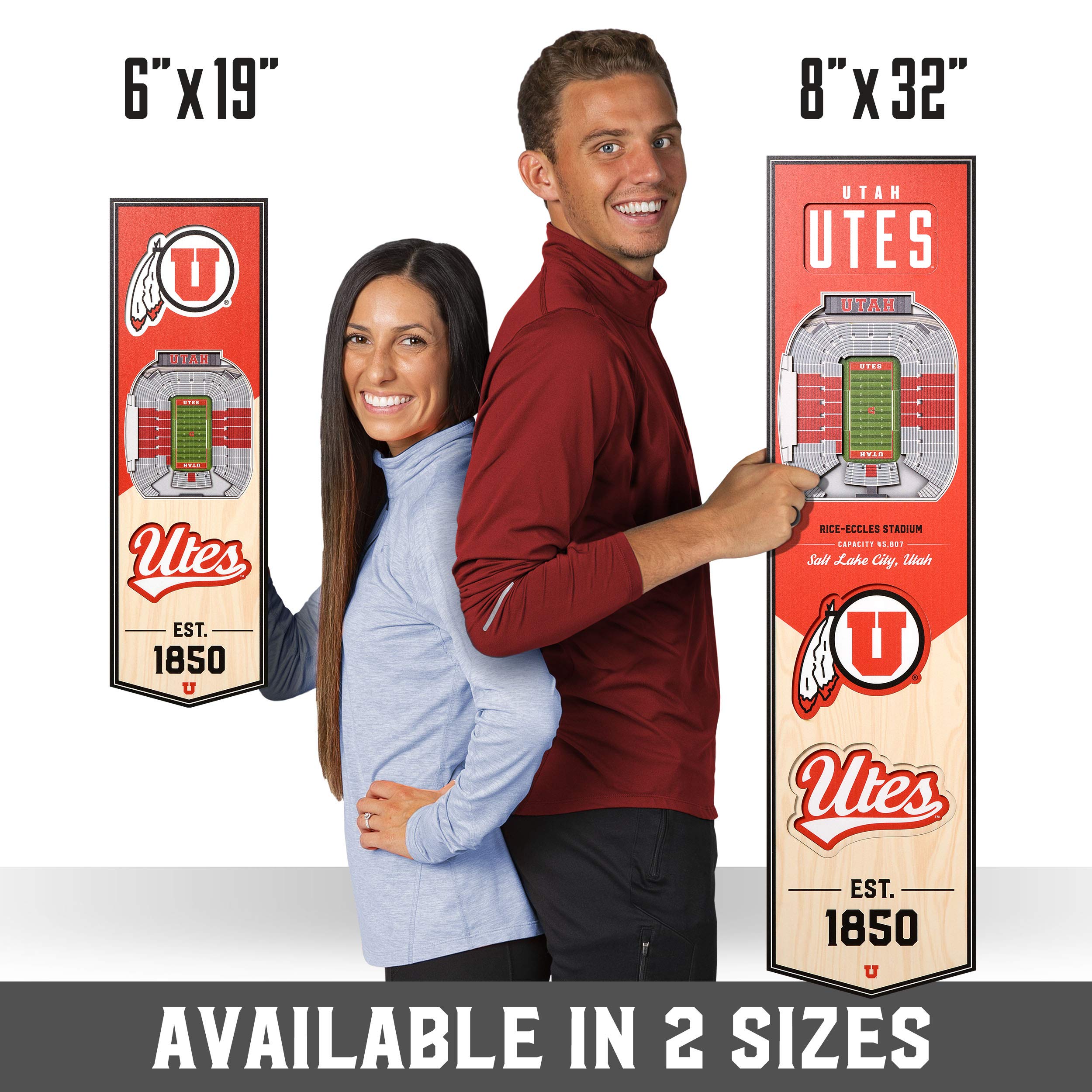 YouTheFan NCAA Utah Utes 3D Stadium 8x32 Banner - Eccles Stadium - Sports Collectibles, Sports Memorabilia, Sports Fan Shop, Sports Gifts