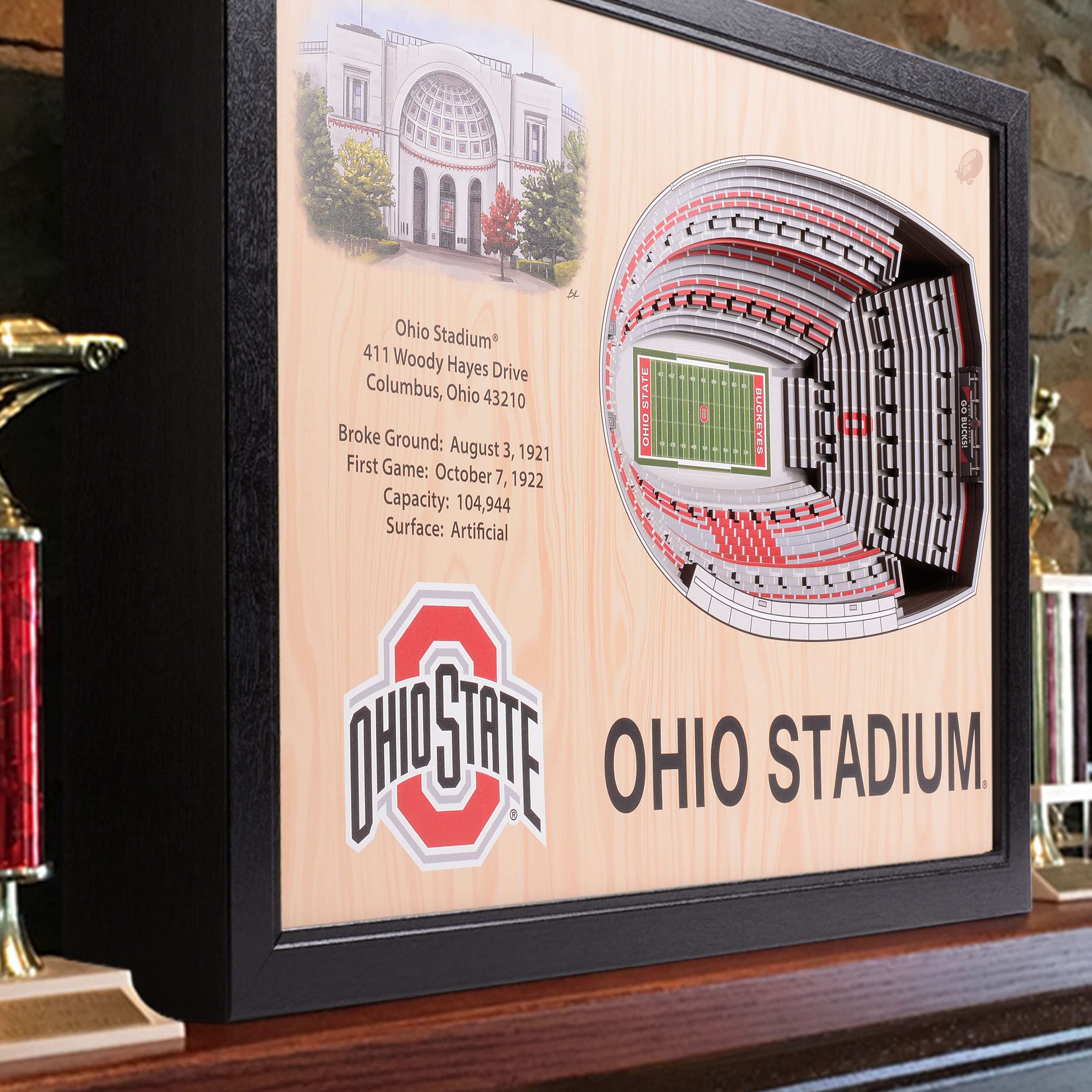 YouTheFan NCAA Ohio State Buckeyes 25-Layer StadiumViews 3D Wall Art - Ohio Stadium,Brown - Sports Collectibles, Sports Memorabilia, Sports Fan Shop, Sports Gifts