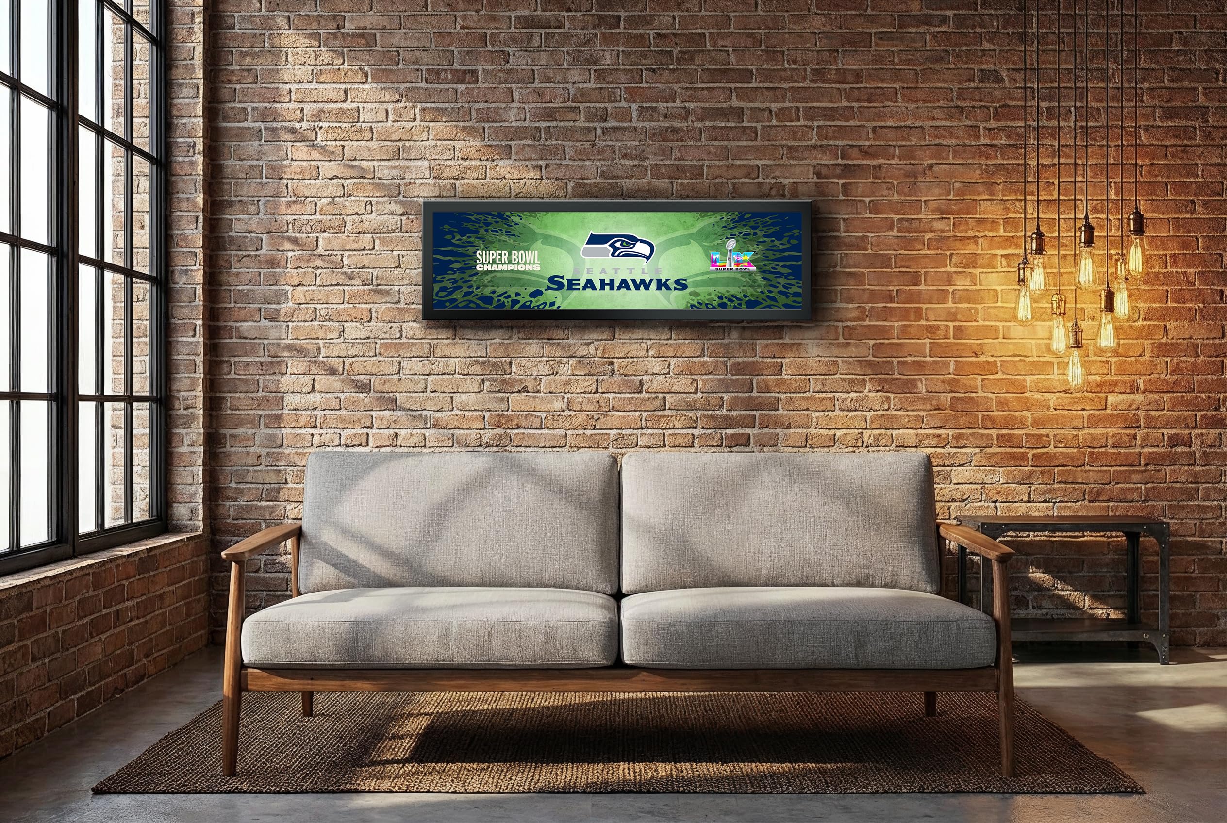 Seattle Seahawks Super Bowl 60 Champions Framed Horizontal Wall Print, Official NFL Football Decor, 8 x 26 - Sports Gifts, Sports Memorabilia, Sports Collectibles, Fan Shop