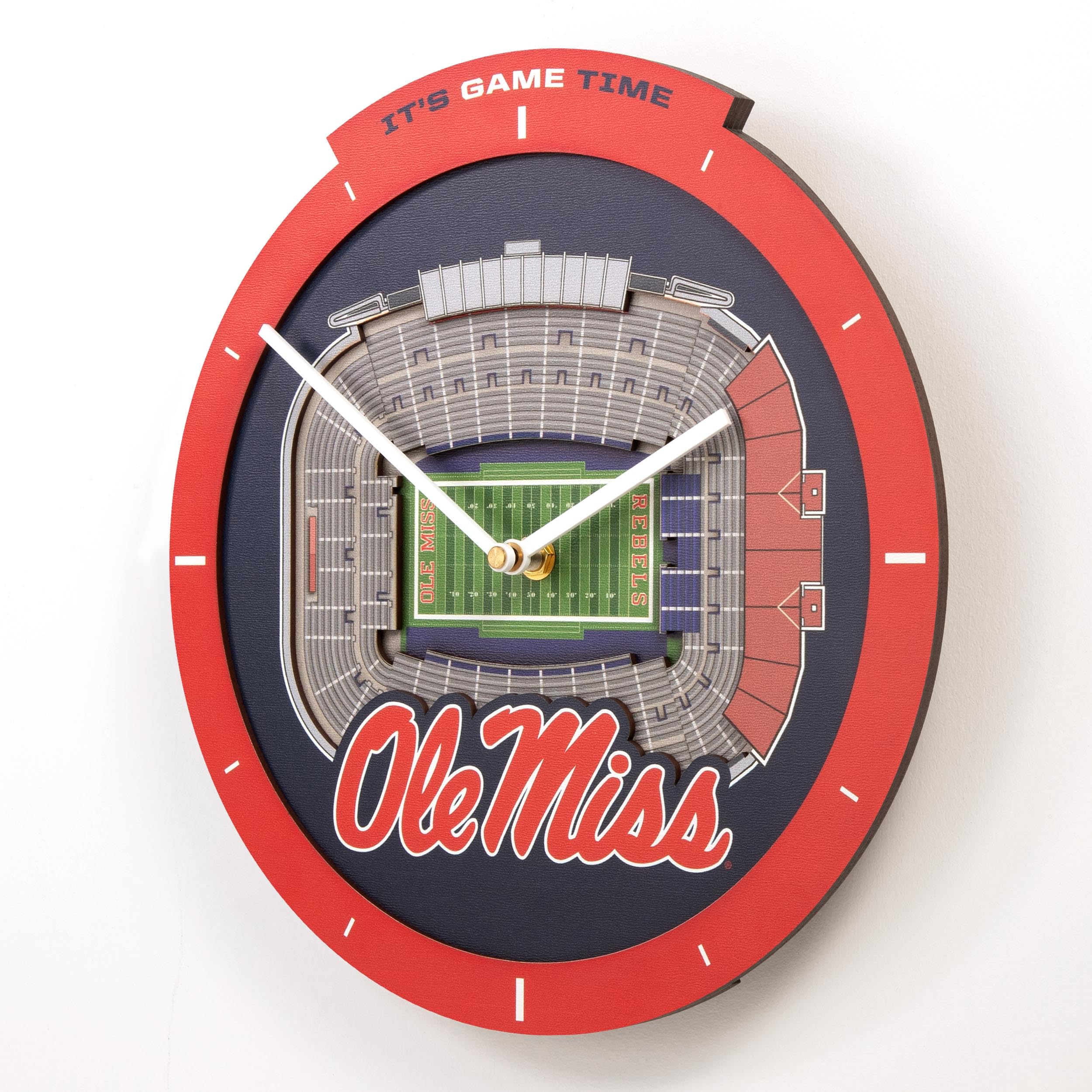 YouTheFan NCAA Mississippi Rebels 3D StadiumView Clock - Sports Collectibles, Sports Memorabilia, Sports Fan Shop, Sports Gifts