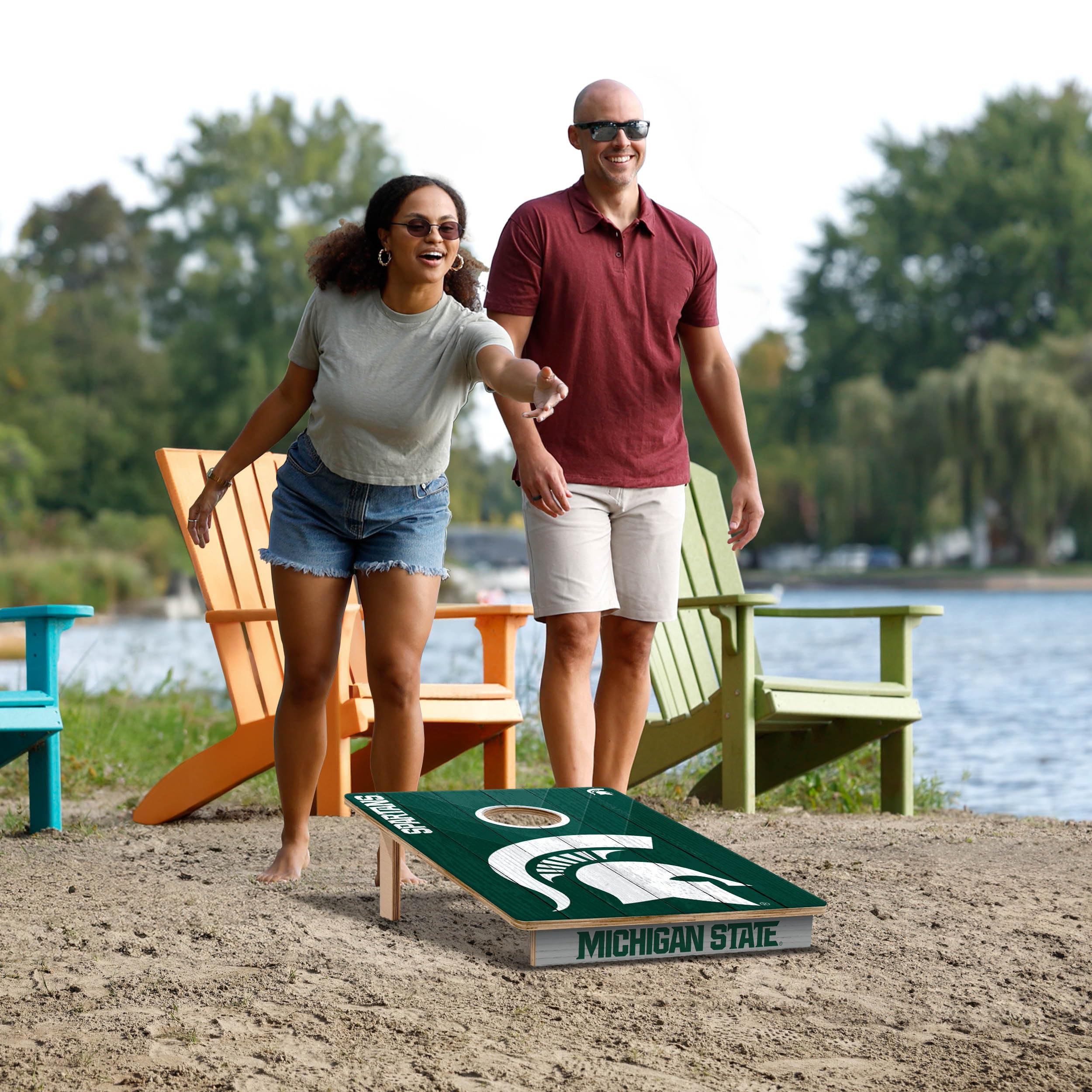 YouTheFan NCAA Michigan State Spartans 2’ x 3’ Wood Cornhole Game with Logo Bags - Sports Collectibles, Sports Memorabilia, Sports Fan Shop, Sports Gifts