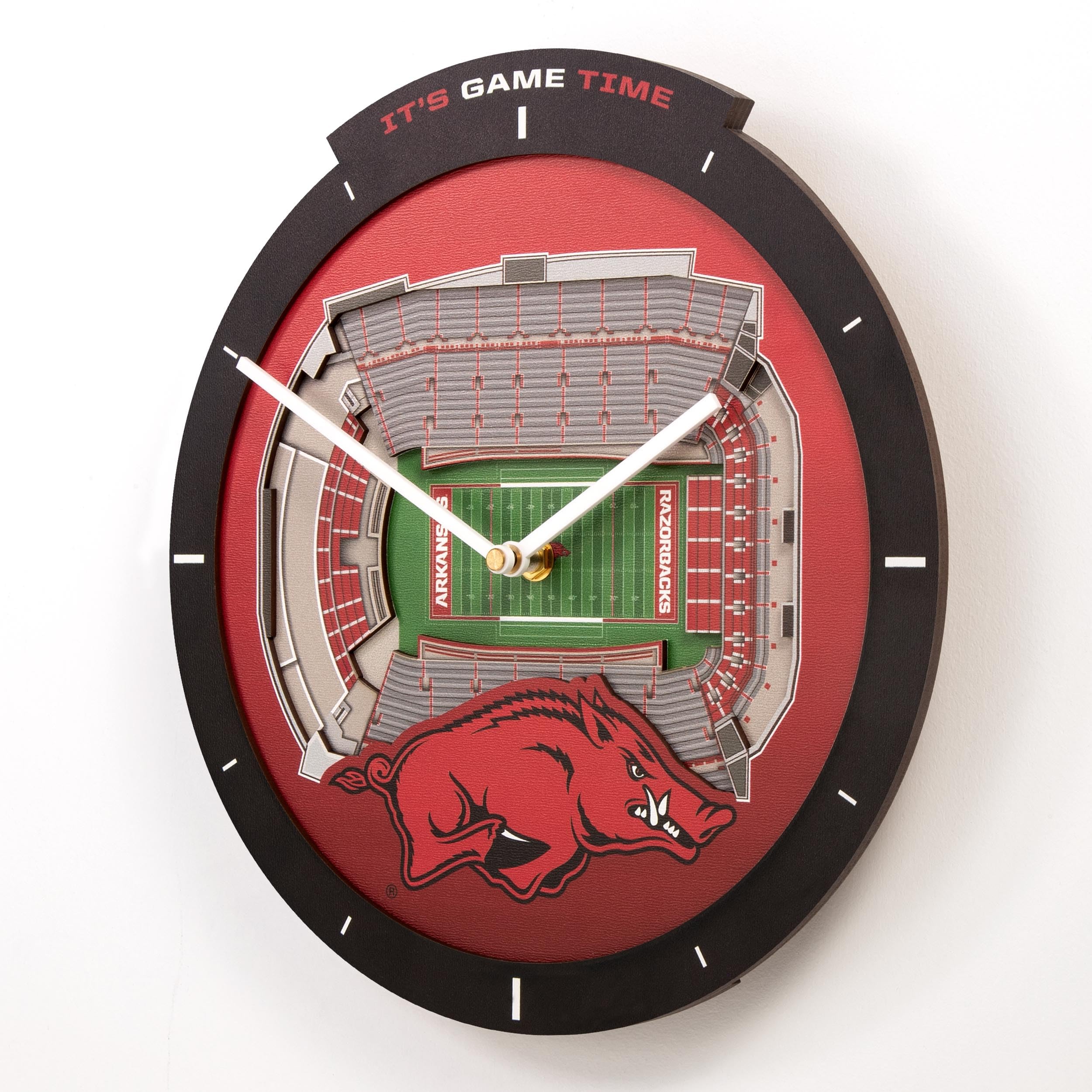 YouTheFan NCAA Arkansas Razorbacks 3D StadiumView Clock - Sports Collectibles, Sports Memorabilia, Sports Fan Shop, Sports Gifts