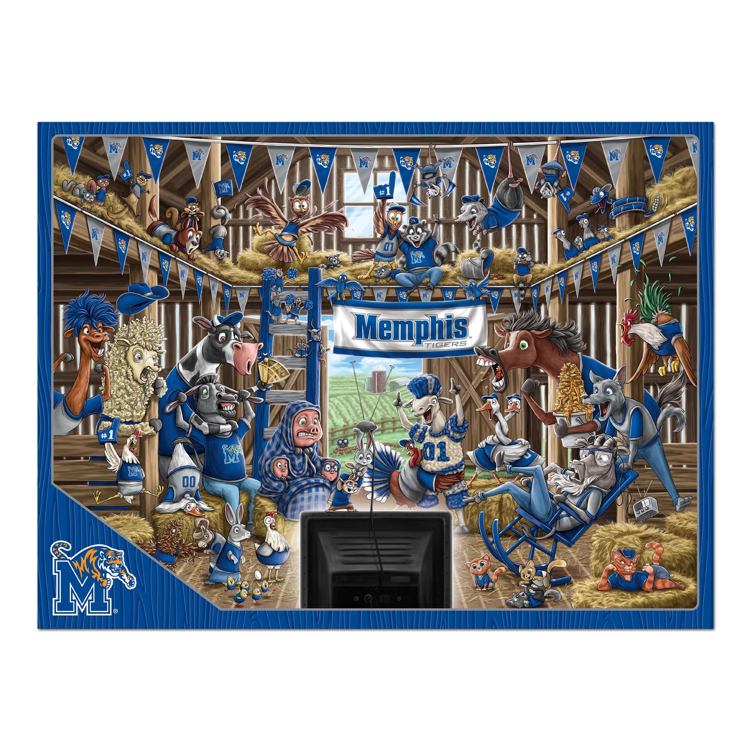 YouTheFan NCAA Memphis Tigers Barnyard Fans 500pc Puzzle - Sports Collectibles, Sports Memorabilia, Sports Fan Shop, Sports Gifts