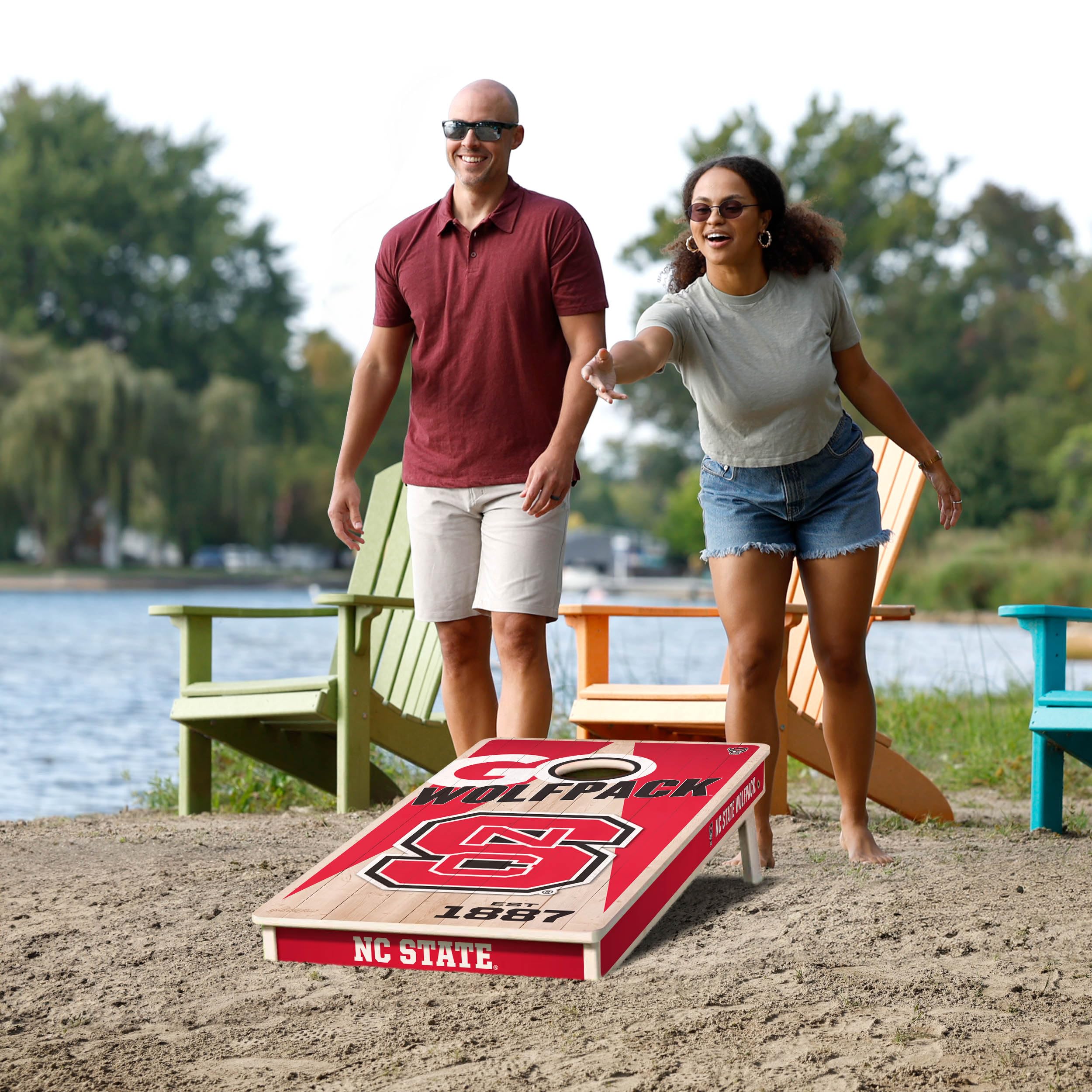 YouTheFan NCAA NC State Wolfpack 2’ x 4’ Professional Wood Cornhole Game with Logo Bags - Sports Collectibles, Sports Memorabilia, Sports Fan Shop, Sports Gifts