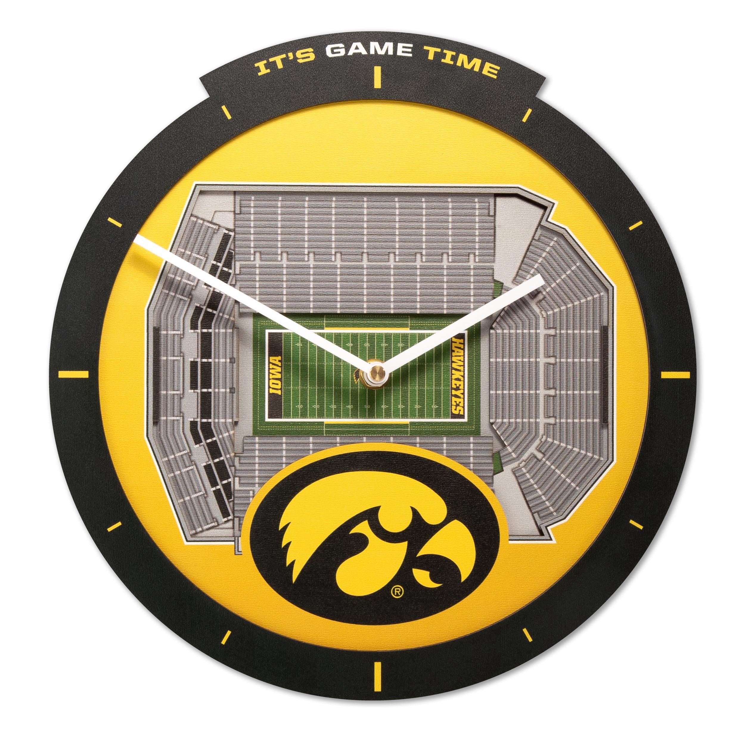 YouTheFan NCAA Iowa Hawkeyes 3D StadiumView Clock - Sports Collectibles, Sports Memorabilia, Sports Fan Shop, Sports Gifts
