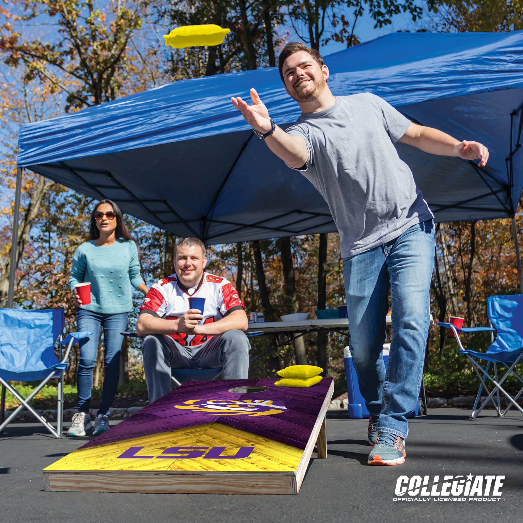 Wild Sports LSU Tigers 2' x 4' Regulation Size Solid Wood College Cornhole Set with Direct Print HD Team Graphics Great Gift for Any NCAA Fan! Bean Bag Toss Family Outdoor Game - Sports Collectibles, Sports Memorabilia, Sports Fan Shop, Sports Gifts