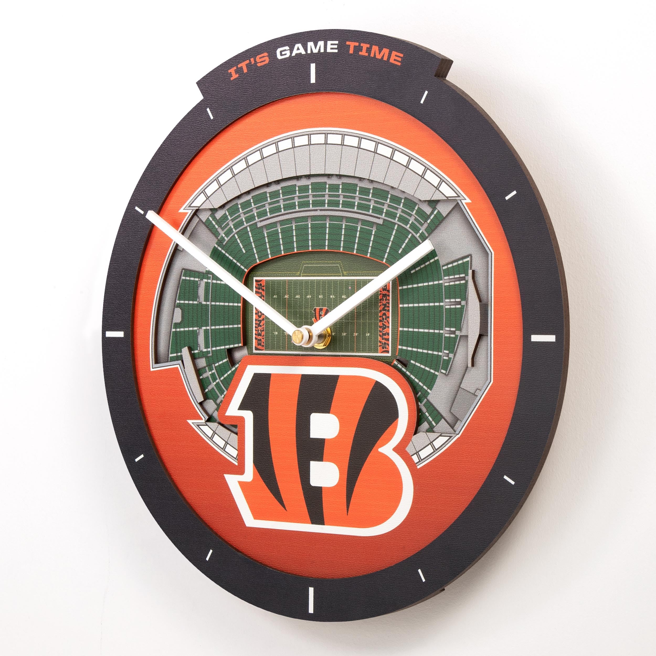 YouTheFan NFL Cincinnati Bengals 3D StadiumView Clock - Sports Gifts, Sports Memorabilia, Sports Collectibles, Fan Shop