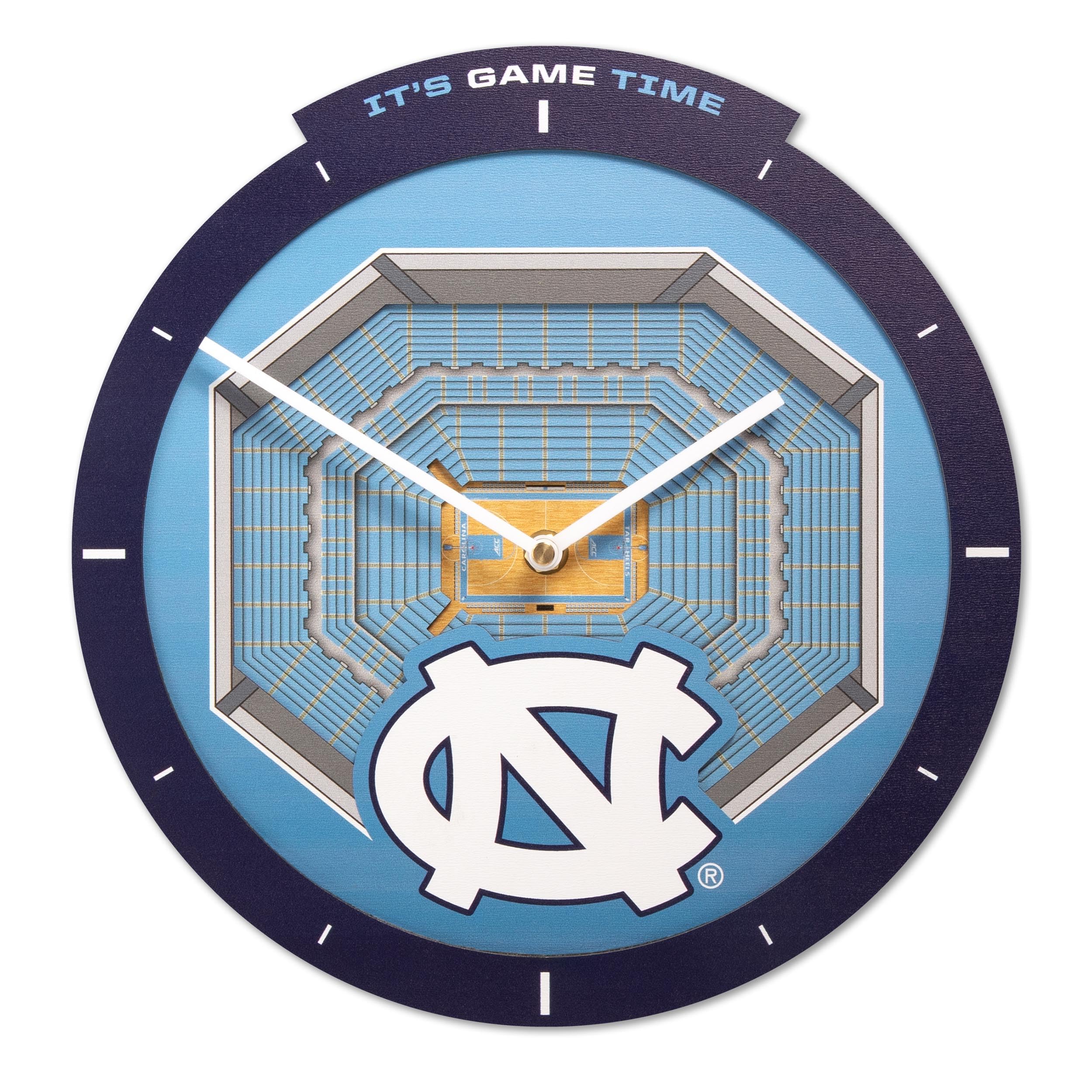 YouTheFan NCAA North Carolina Tar Heels 3D StadiumView Clock - Sports Gifts, Sports Memorabilia, Sports Collectibles, Fan Shop
