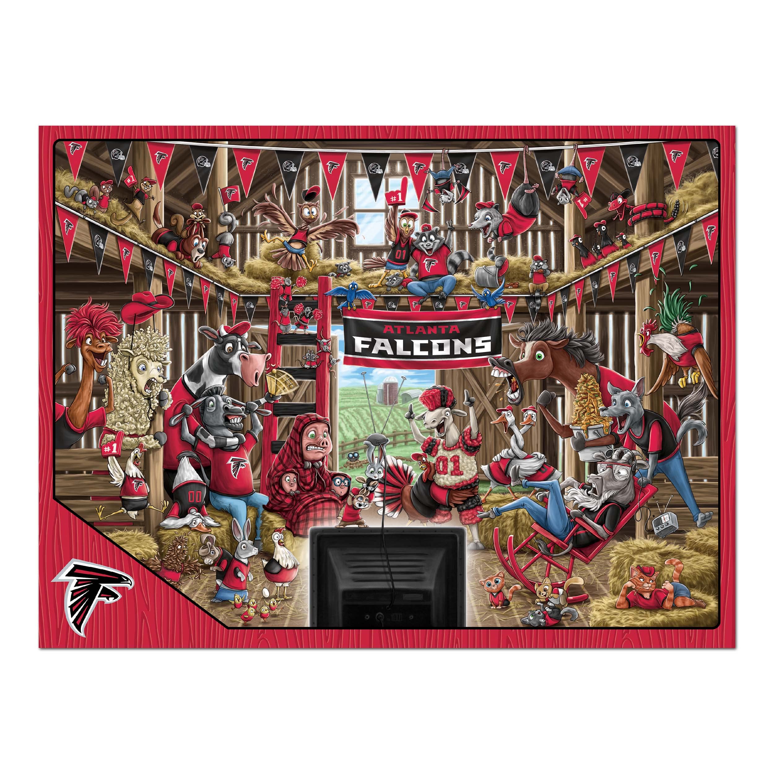 YouTheFan NFL Atlanta Falcons Barnyard Fans 500pc Puzzle - Sports Collectibles, Sports Memorabilia, Sports Fan Shop, Sports Gifts
