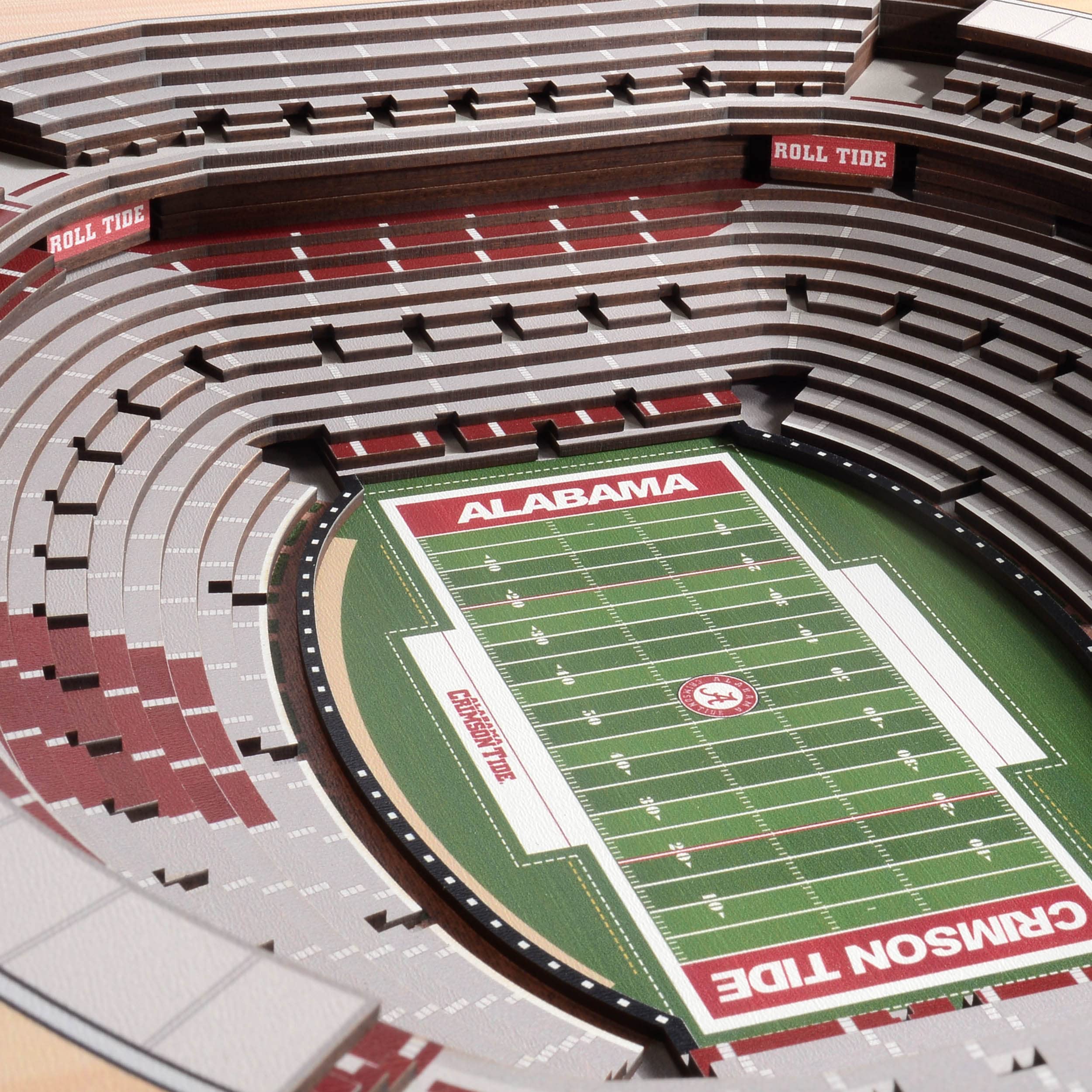 YouTheFan NCAA Alabama Crimson Tide 25-Layer StadiumViews 3D Wall Art - Bryant-Denny Stadium,Brown - Sports Collectibles, Sports Memorabilia, Sports Fan Shop, Sports Gifts