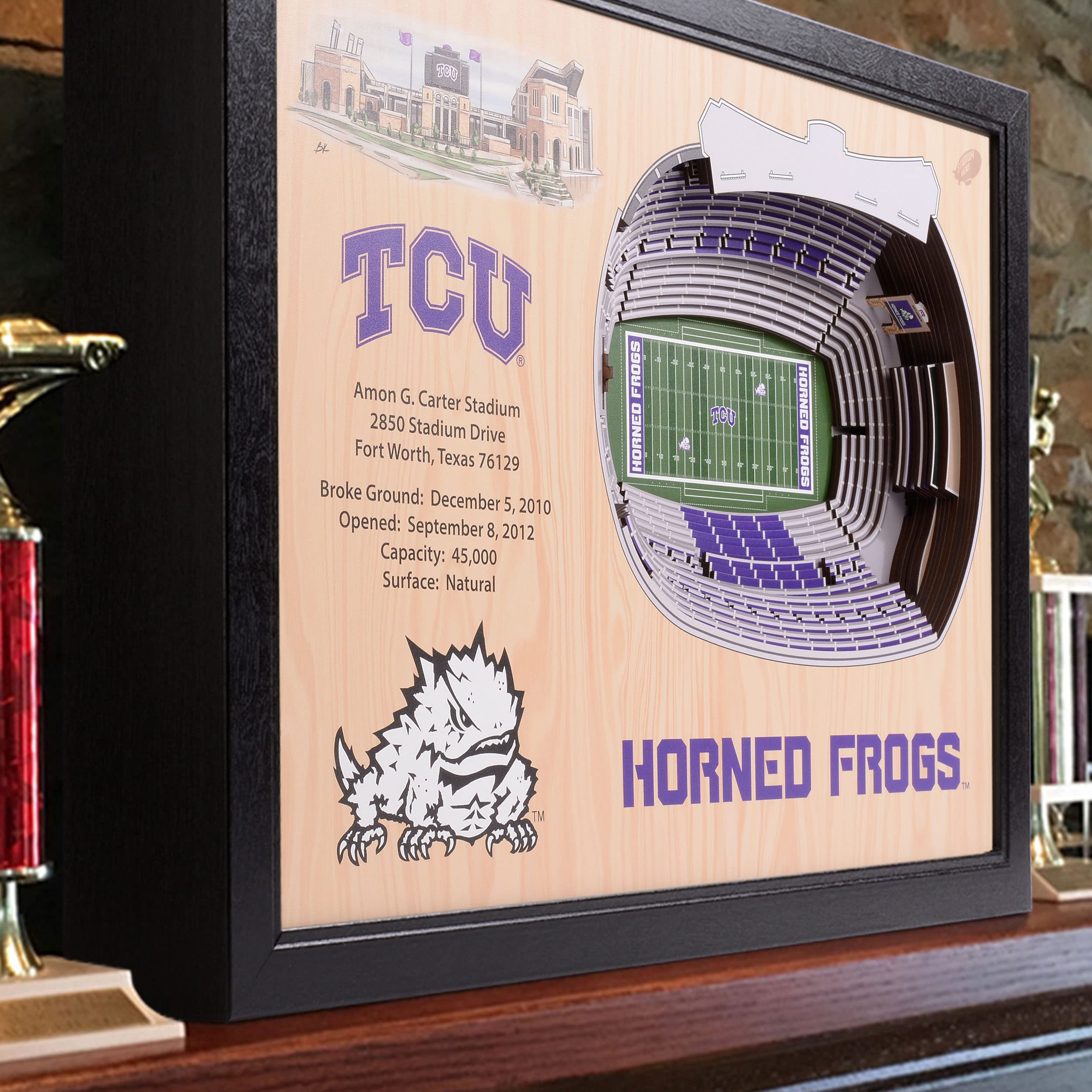 YouTheFan NCAA TCU Horned Frogs 25-Layer StadiumViews 3D Wall Art - Amon G. Carter Stadium - Sports Collectibles, Sports Memorabilia, Sports Fan Shop, Sports Gifts