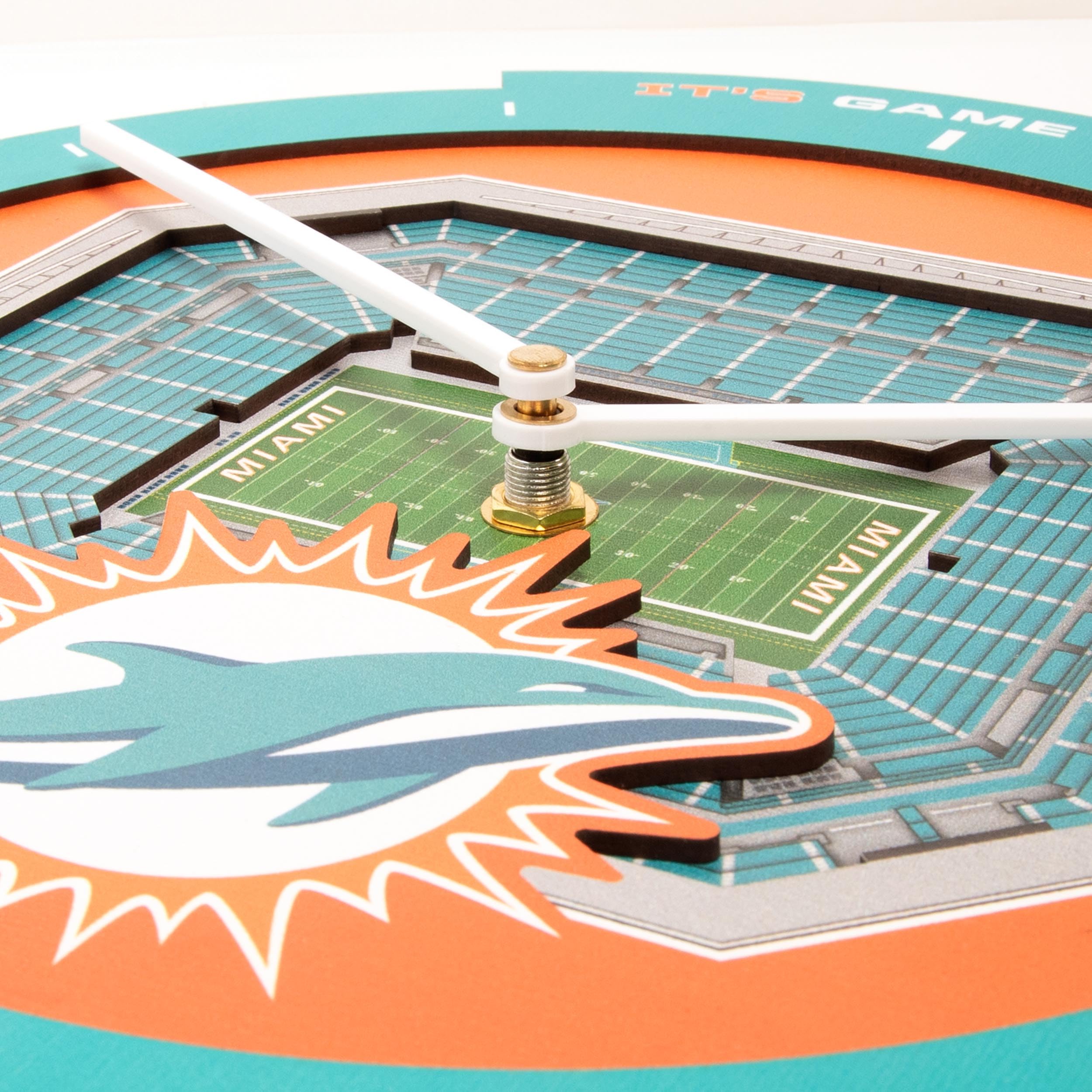 YouTheFan NFL Miami Dolphins 3D StadiumView Clock - Sports Gifts, Sports Memorabilia, Sports Collectibles, Fan Shop