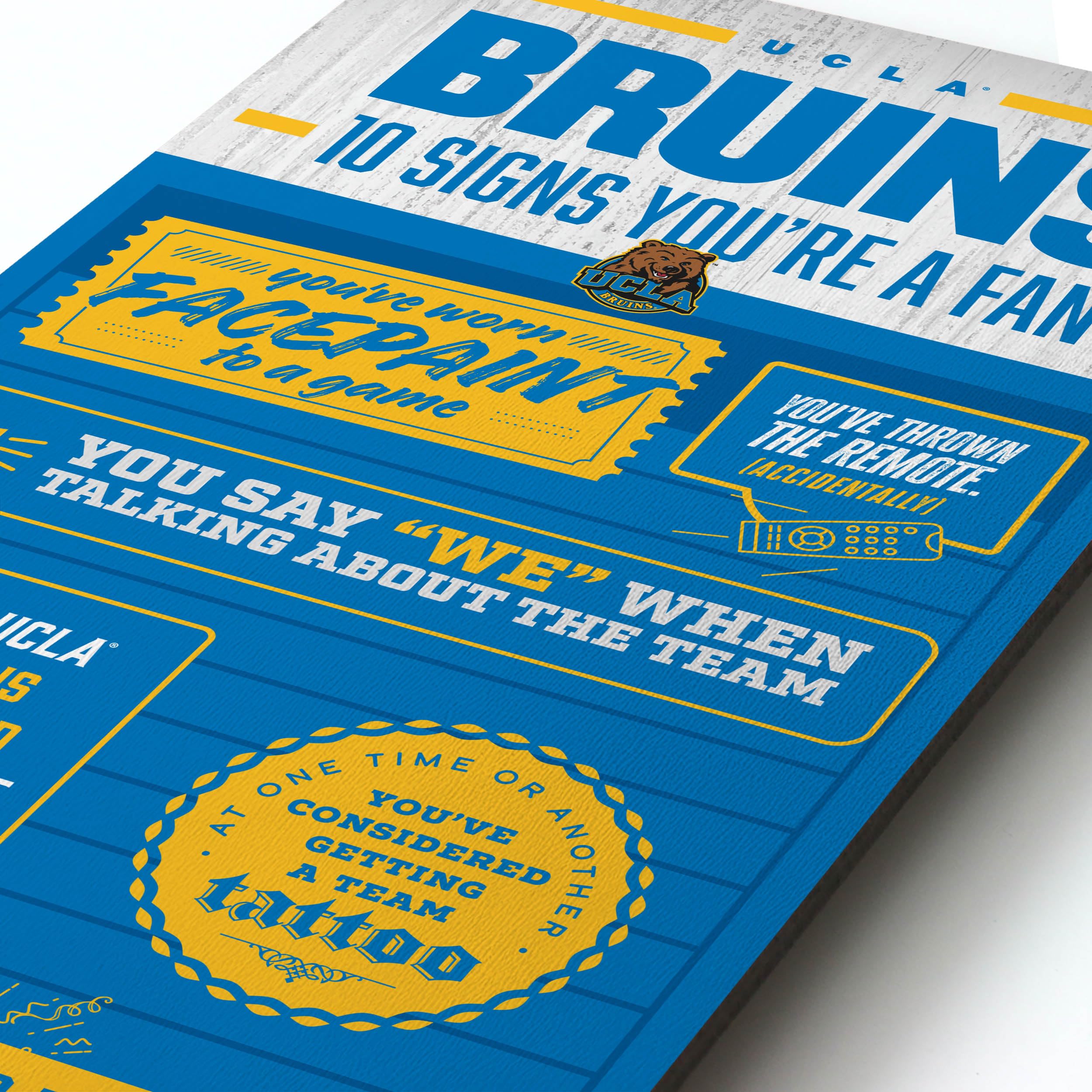 YouTheFan Officially-licensed NCAA UCLA Bruins 6x19 Top 10 Signs Banner - humorous descriptions - fun sports fan phrases, original design, indoor team wall decor fan gift - Sports Collectibles, Sports Memorabilia, Sports Fan Shop, Sports Gifts