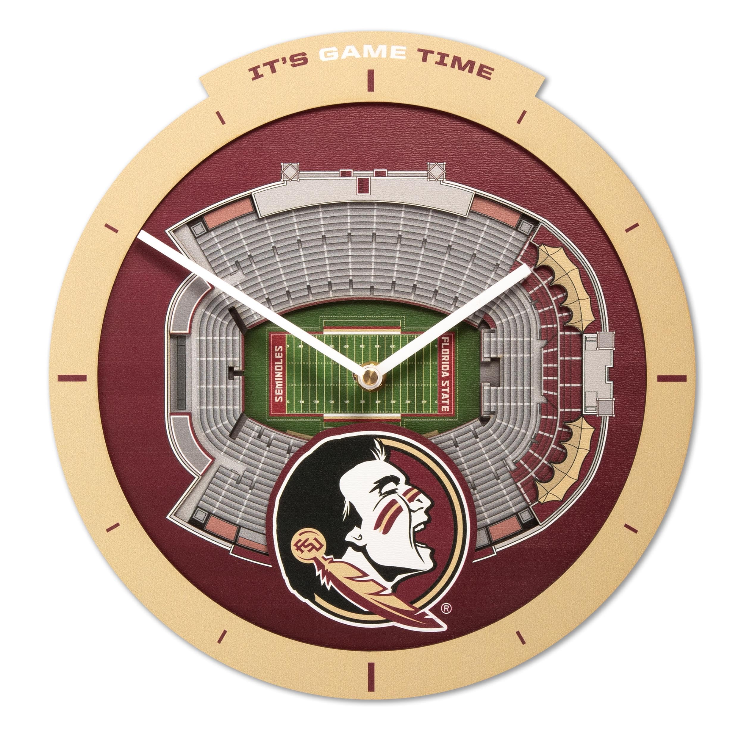 YouTheFan NCAA Florida State Seminoles 3D StadiumView Clock - Sports Collectibles, Sports Memorabilia, Sports Fan Shop, Sports Gifts