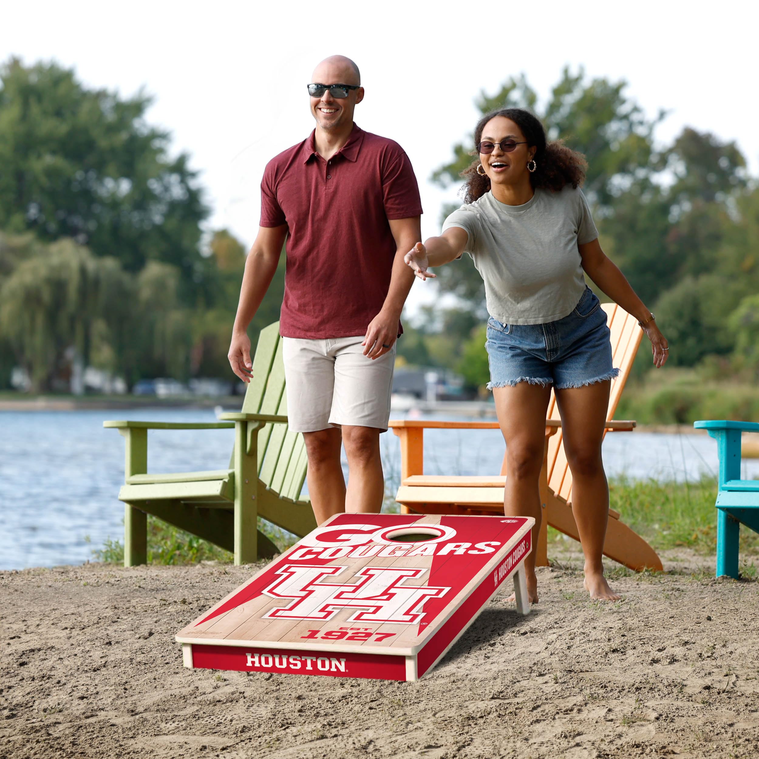 YouTheFan NCAA Houston Cougars 2’ x 4’ Professional Wood Cornhole Game with Logo Bags - Sports Collectibles, Sports Memorabilia, Sports Fan Shop, Sports Gifts