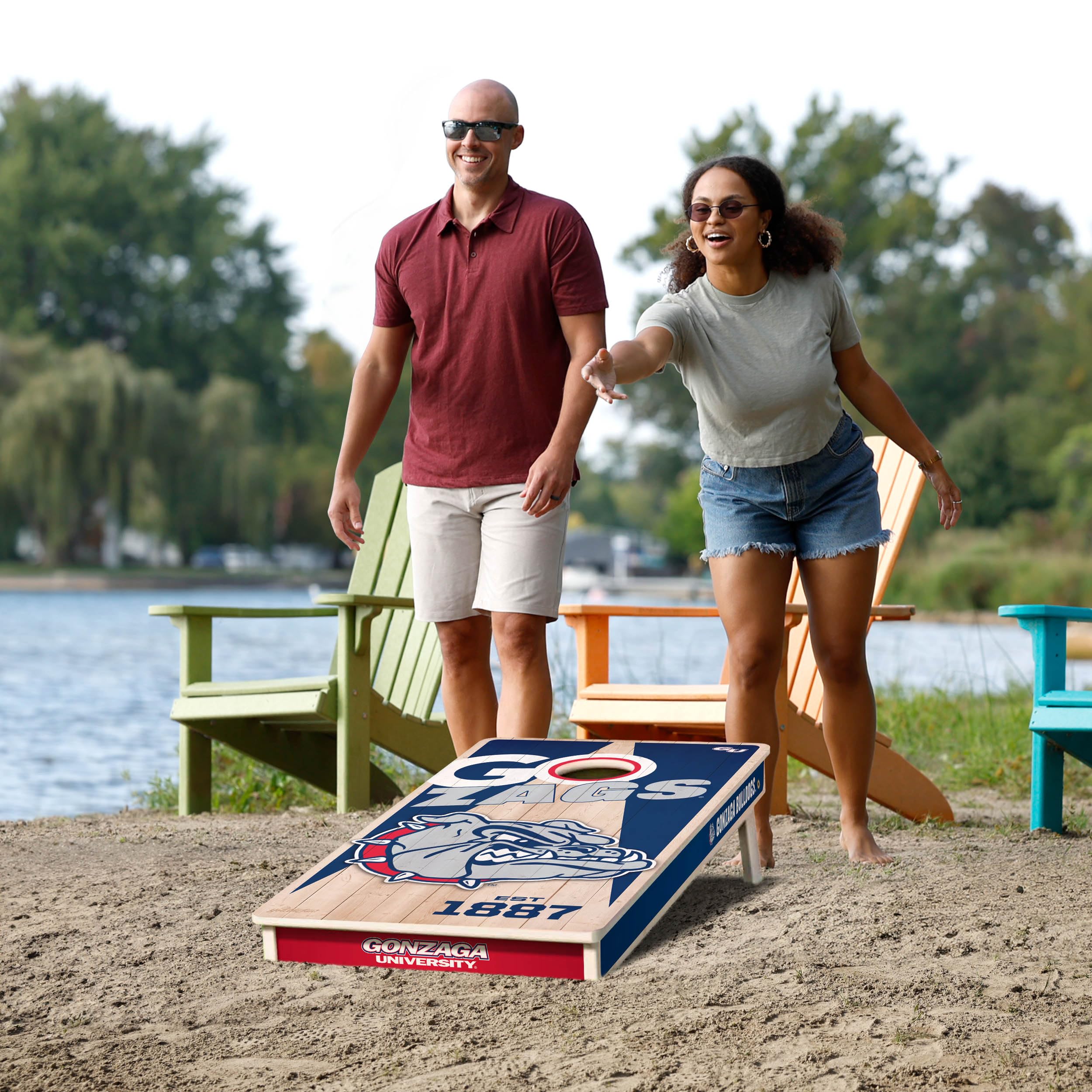 YouTheFan NCAA Gonzaga Bulldogs 2’ x 4’ Professional Wood Cornhole Game with Logo Bags - Sports Collectibles, Sports Memorabilia, Sports Fan Shop, Sports Gifts