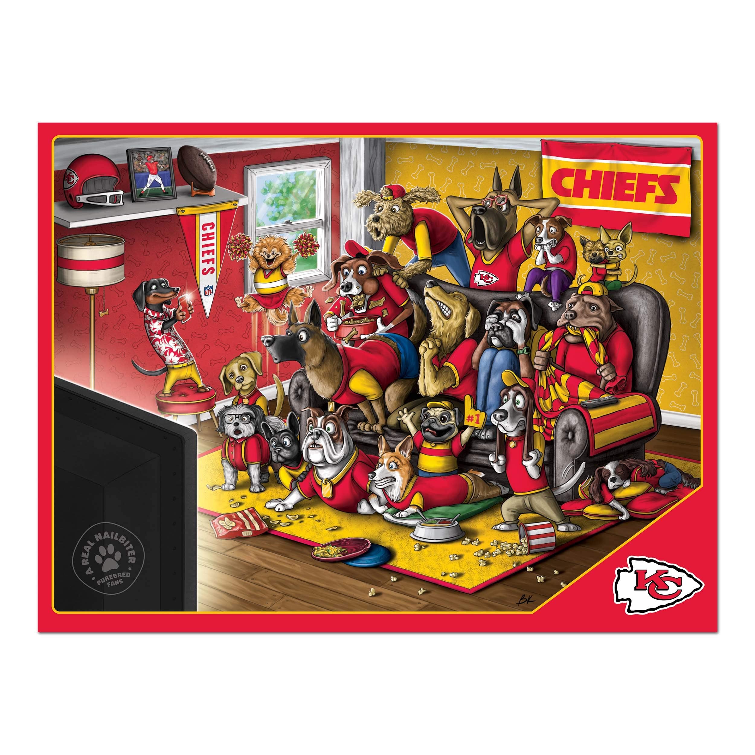 YouTheFan NFL Kansas City Chiefs Purebred Fans 500pc Puzzle - A Real Nailbiter, Team Colors - Sports Collectibles, Sports Memorabilia, Sports Fan Shop, Sports Gifts