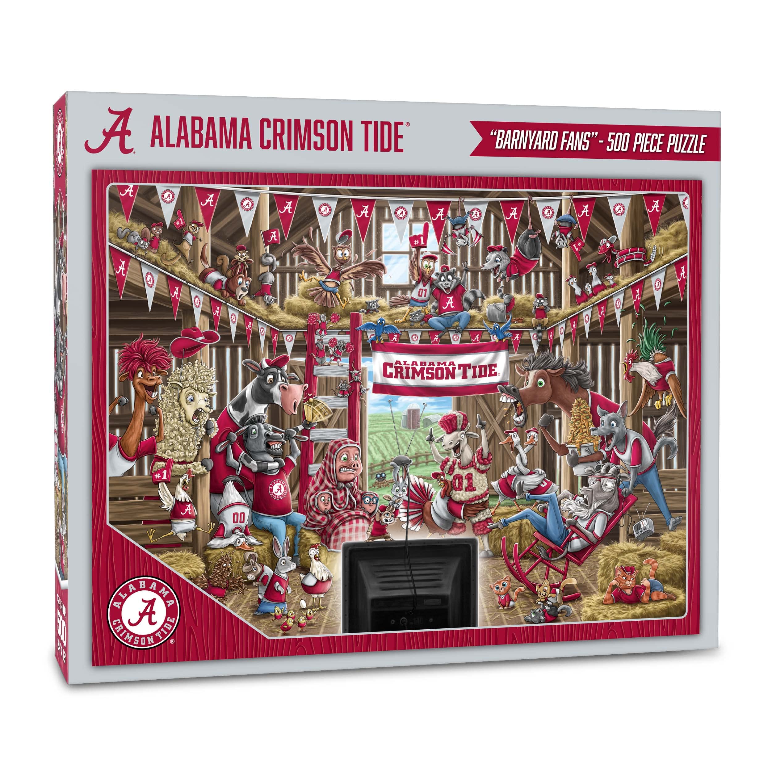 YouTheFan NCAA Alabama Crimson Tide Barnyard Fans 500pc Puzzle - Sports Collectibles, Sports Memorabilia, Sports Fan Shop, Sports Gifts