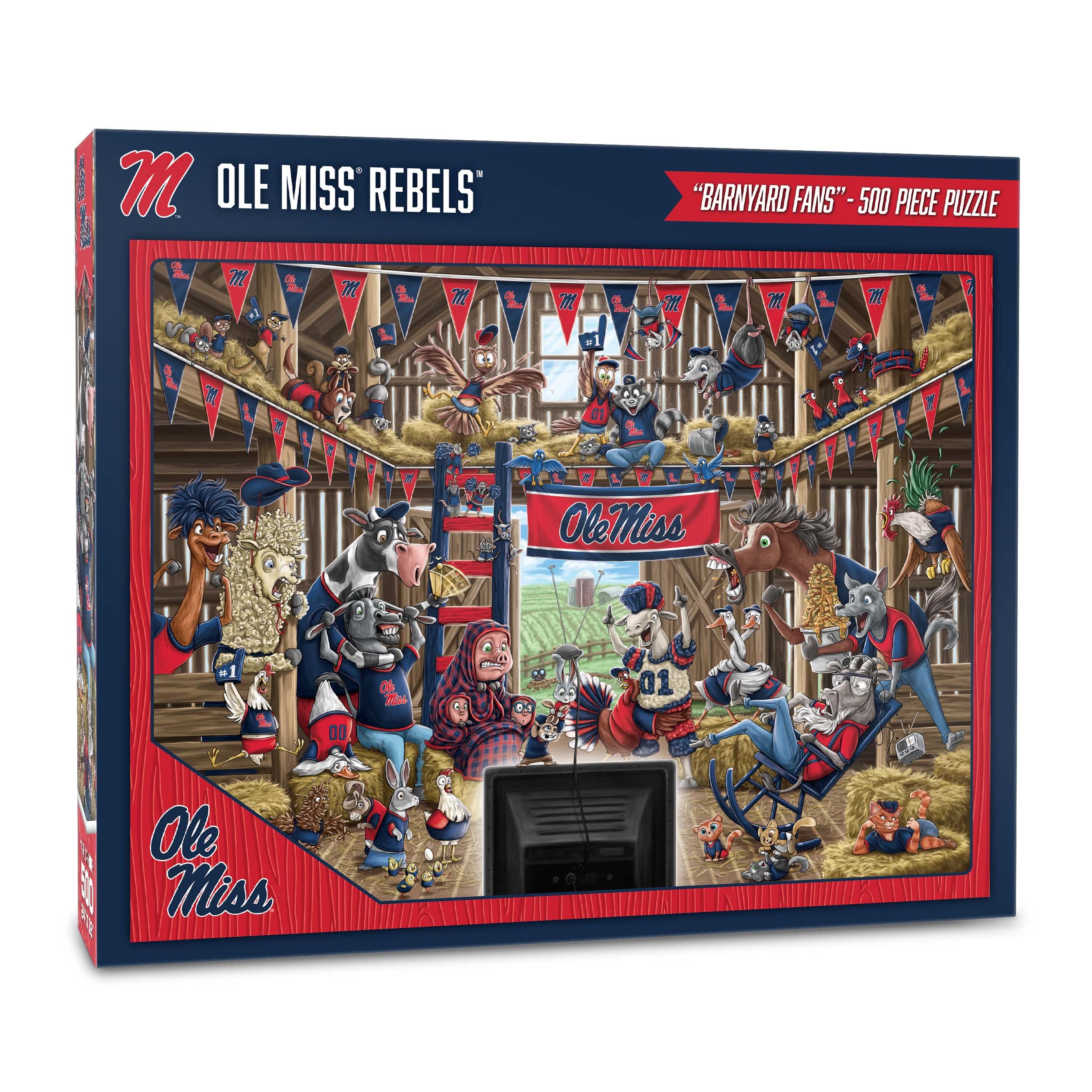YouTheFan NCAA Mississippi Rebels Barnyard Fans 500pc Puzzle - Sports Collectibles, Sports Memorabilia, Sports Fan Shop, Sports Gifts