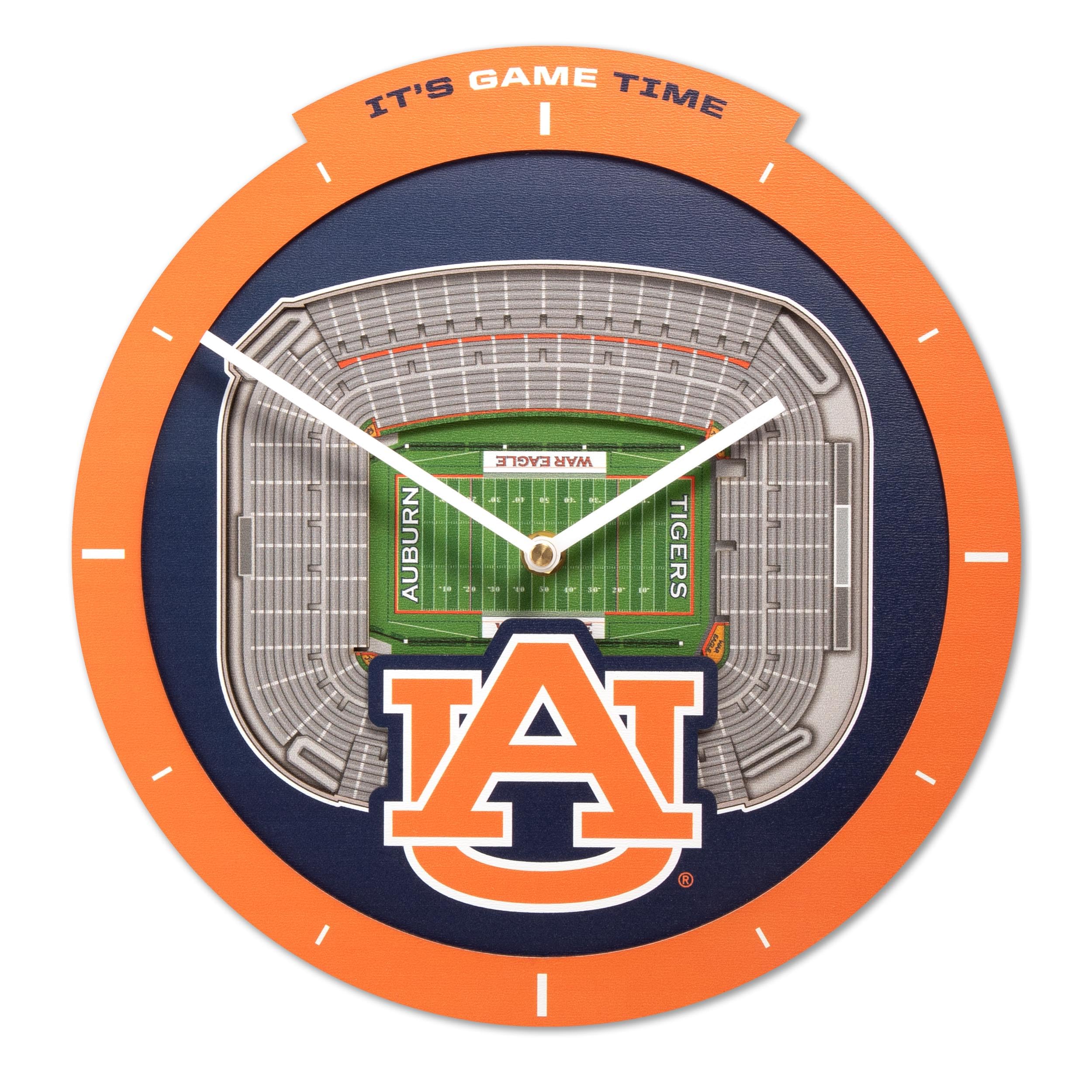 YouTheFan NCAA Auburn Tigers 3D StadiumView Clock - Sports Collectibles, Sports Memorabilia, Sports Fan Shop, Sports Gifts