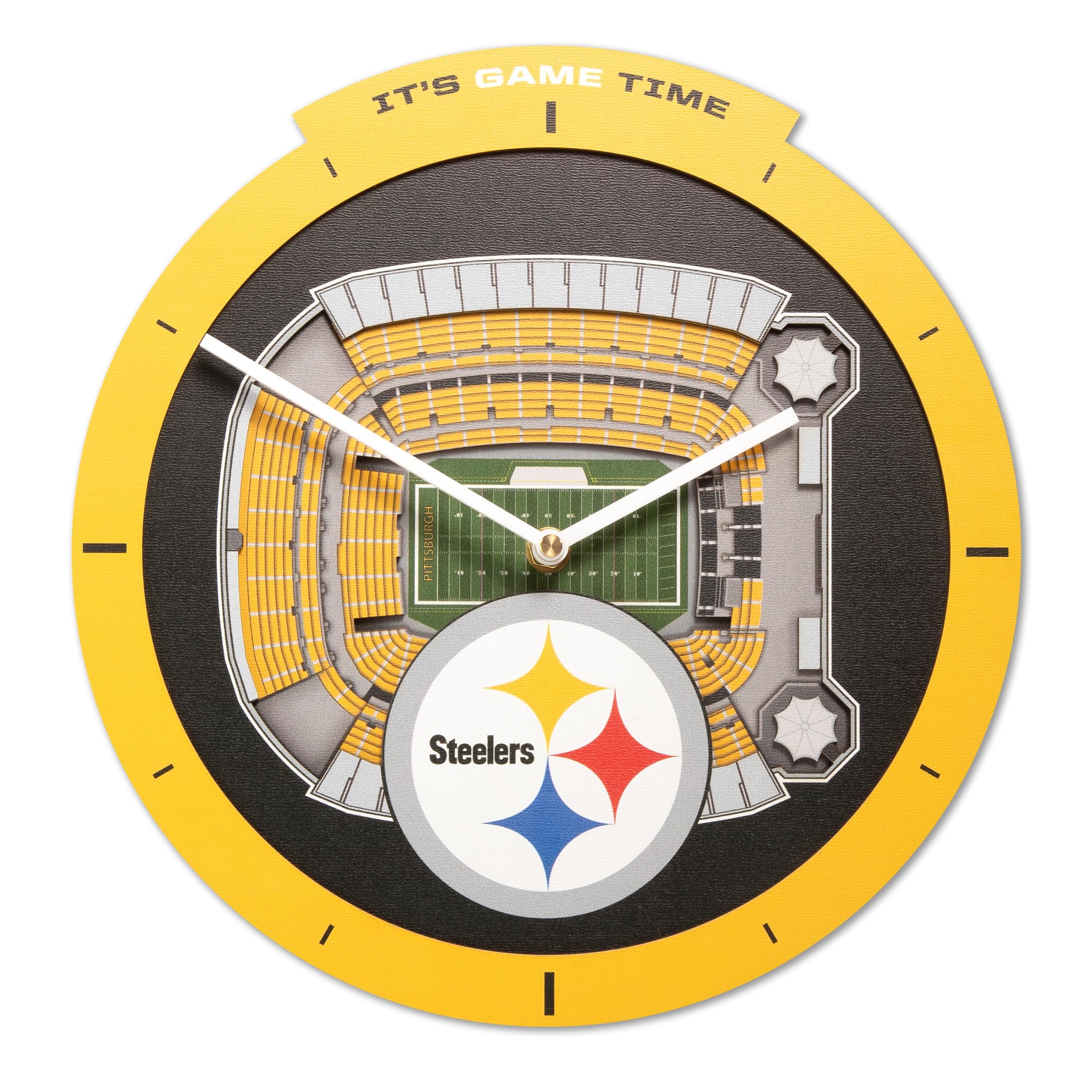 YouTheFan NFL Pittsburgh Steelers 3D StadiumView Clock - Sports Gifts, Sports Memorabilia, Sports Collectibles, Fan Shop