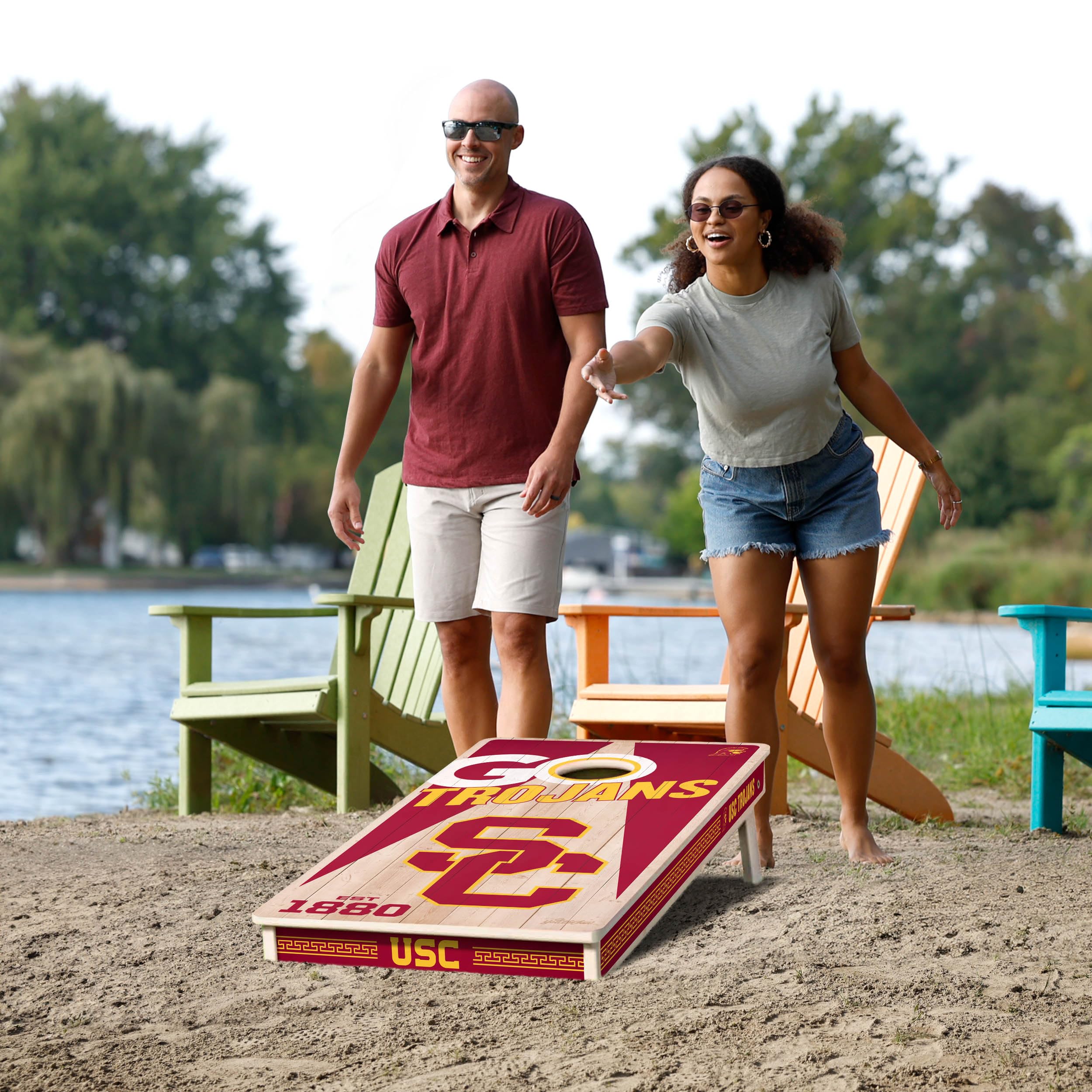 YouTheFan NCAA USC Trojans 2’ x 4’ Professional Wood Cornhole Game with Logo Bags - Sports Collectibles, Sports Memorabilia, Sports Fan Shop, Sports Gifts