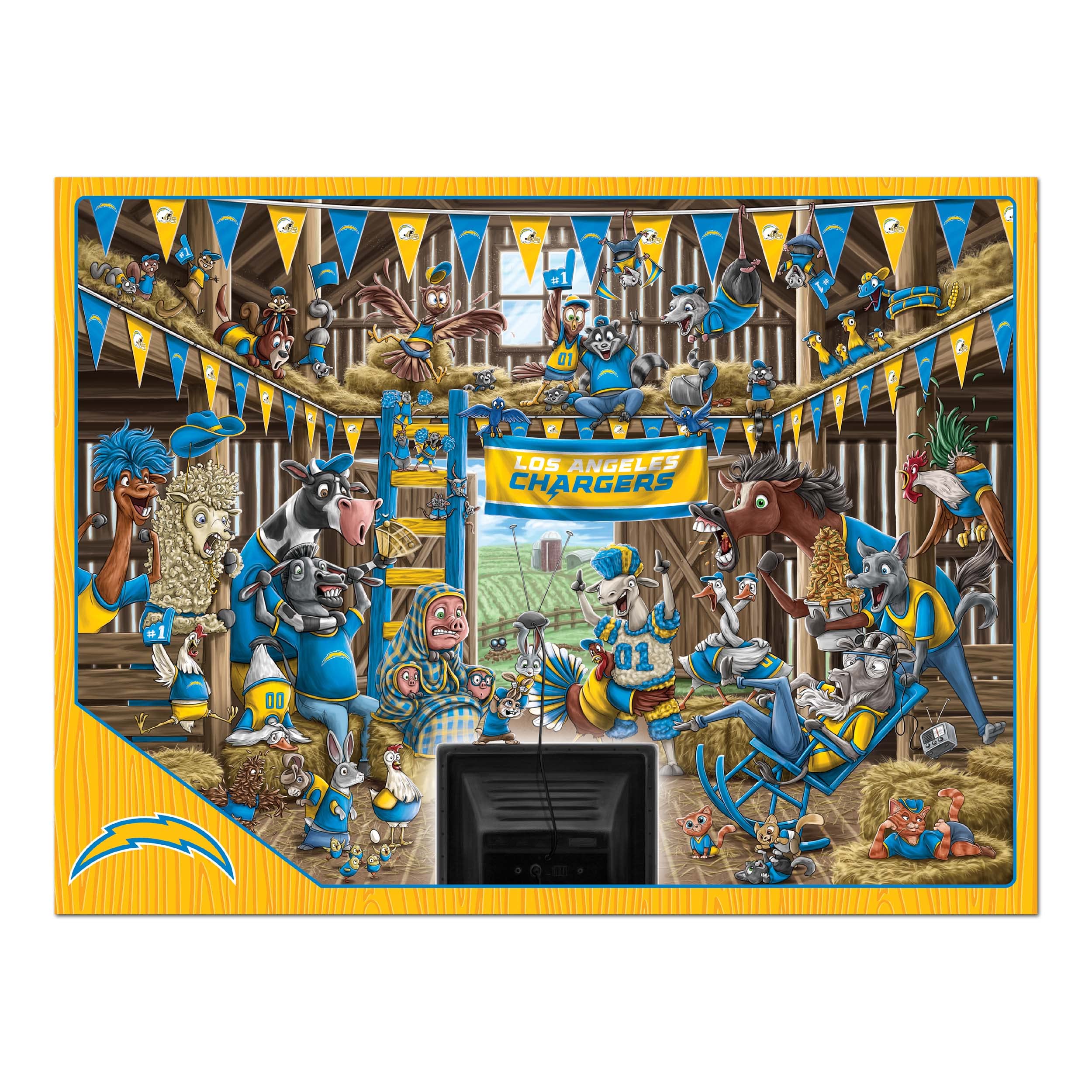 YouTheFan NFL LA Chargers Barnyard Fans 500pc Puzzle - Sports Collectibles, Sports Memorabilia, Sports Fan Shop, Sports Gifts