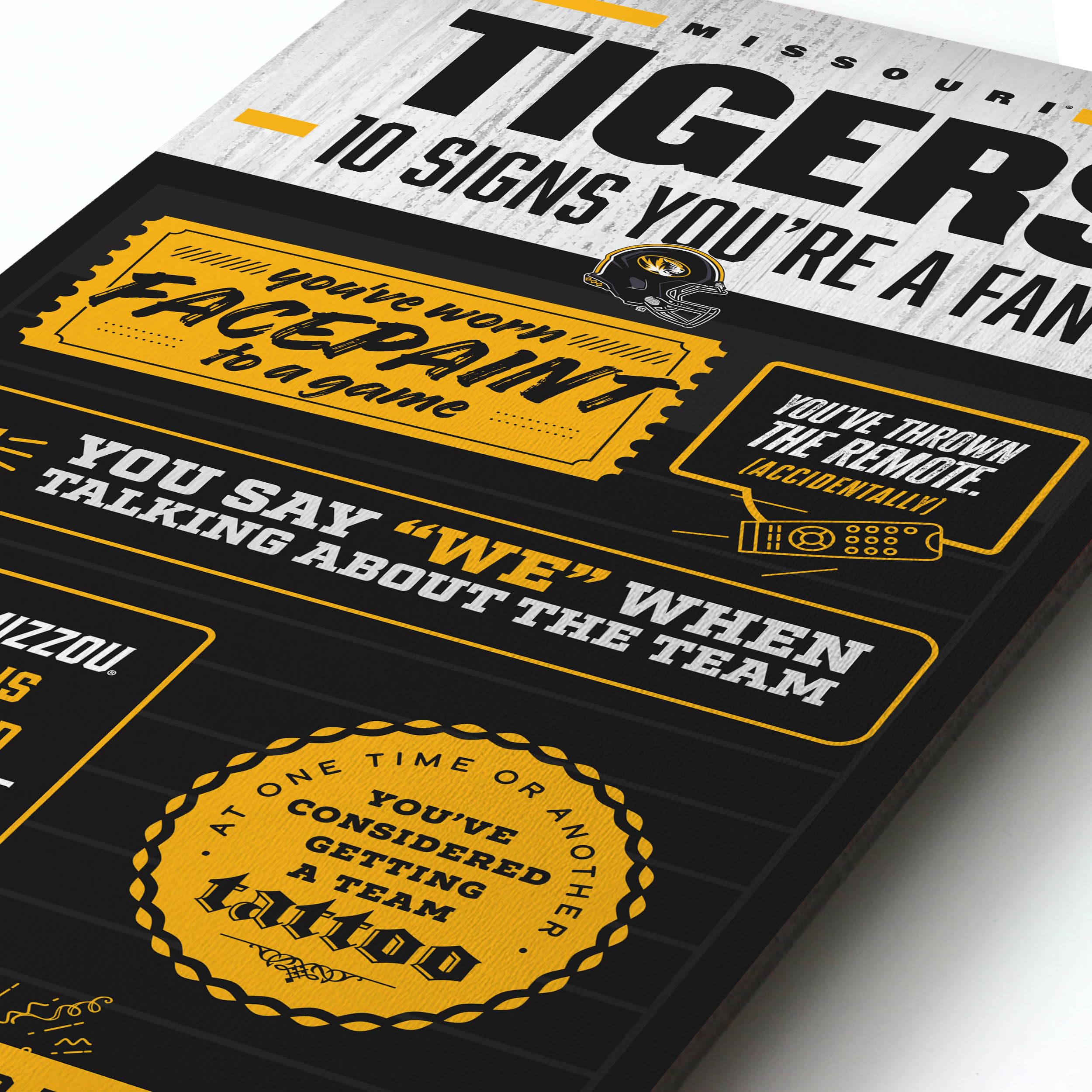 YouTheFan Officially-licensed NCAA Missouri Tigers 6x19 Top 10 Signs Banner - humorous descriptions - fun sports fan phrases, original design, indoor team wall decor fan gift - Sports Collectibles, Sports Memorabilia, Sports Fan Shop, Sports Gifts