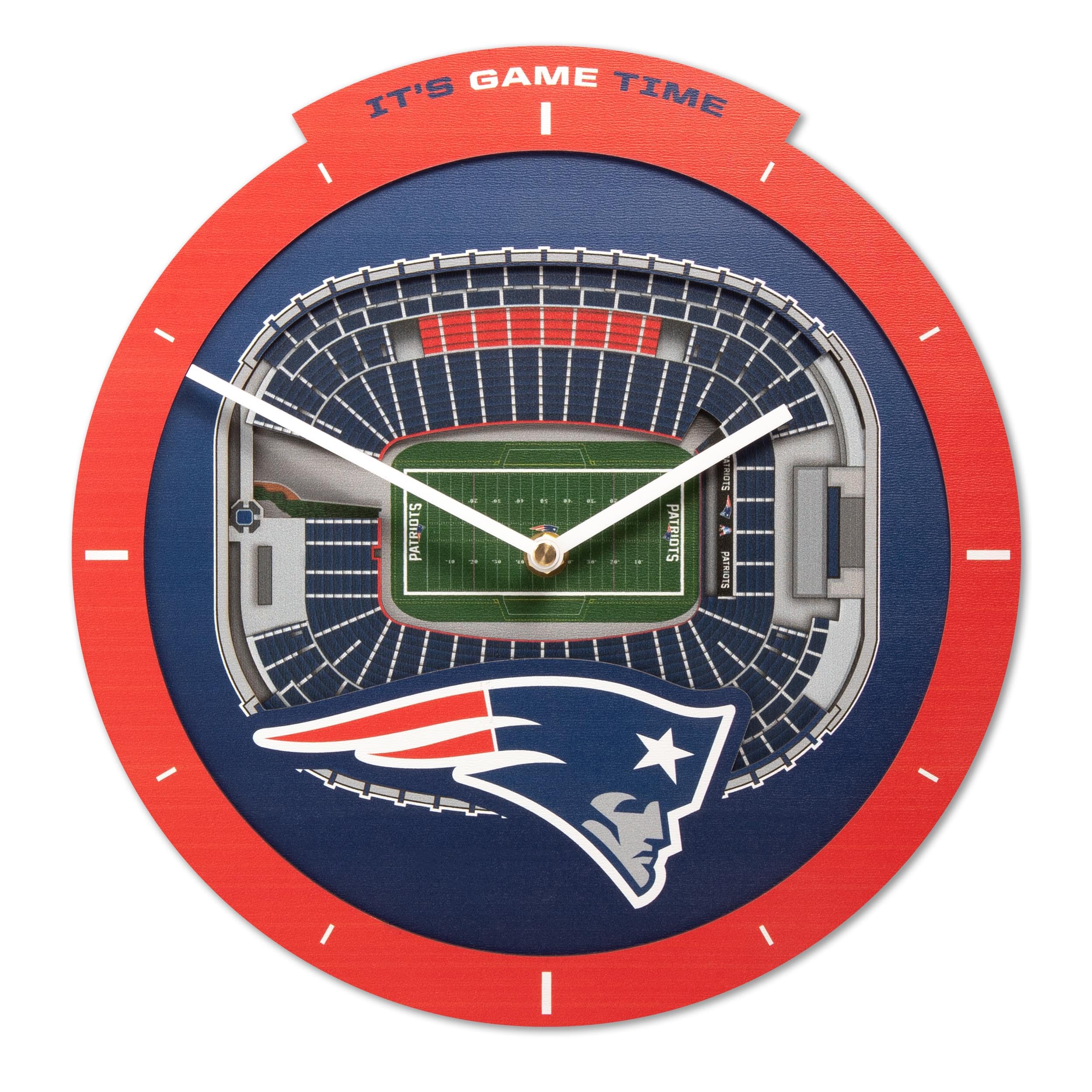 YouTheFan NFL New England Patriots 3D StadiumView Clock - Sports Gifts, Sports Memorabilia, Sports Collectibles, Fan Shop