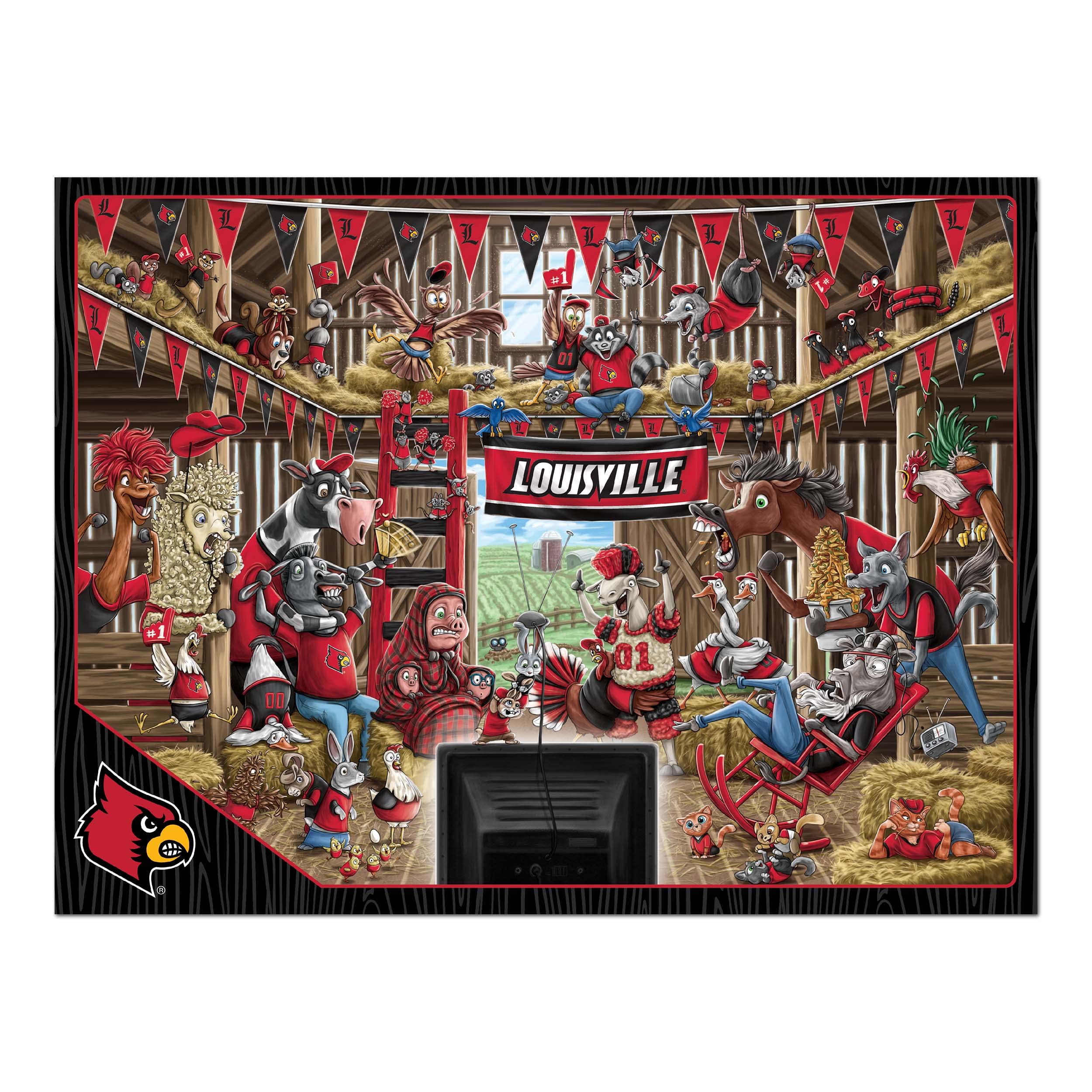 YouTheFan NCAA Louisville Cardinals Barnyard Fans 500pc Puzzle - Sports Collectibles, Sports Memorabilia, Sports Fan Shop, Sports Gifts