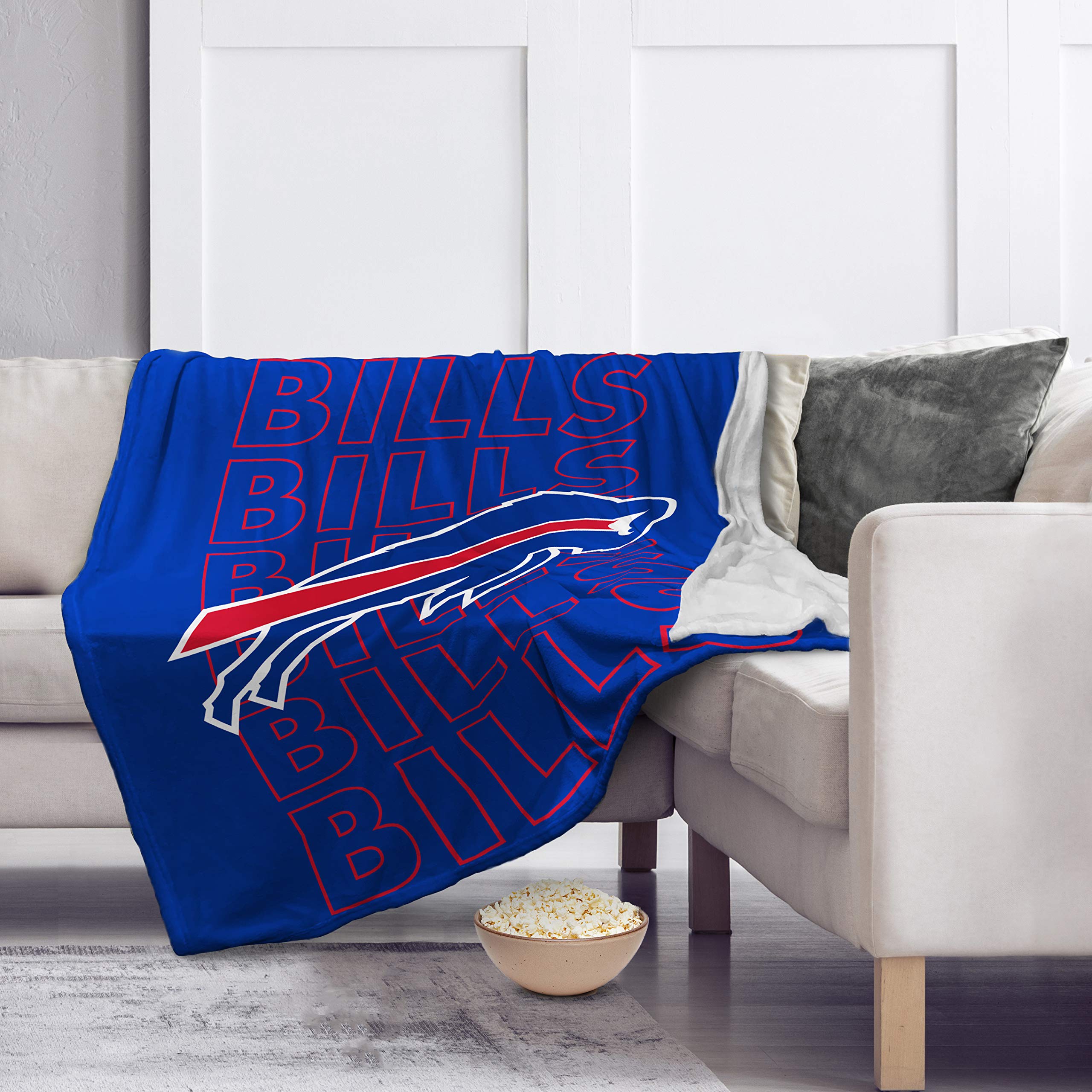 Pegasus Sports NFL Echo Team Wordmark Plush Blanket- Buffalo Bills, Team Color, 60x70 - Sports Gifts, Sports Memorabilia, Sports Collectibles, Fan Shop